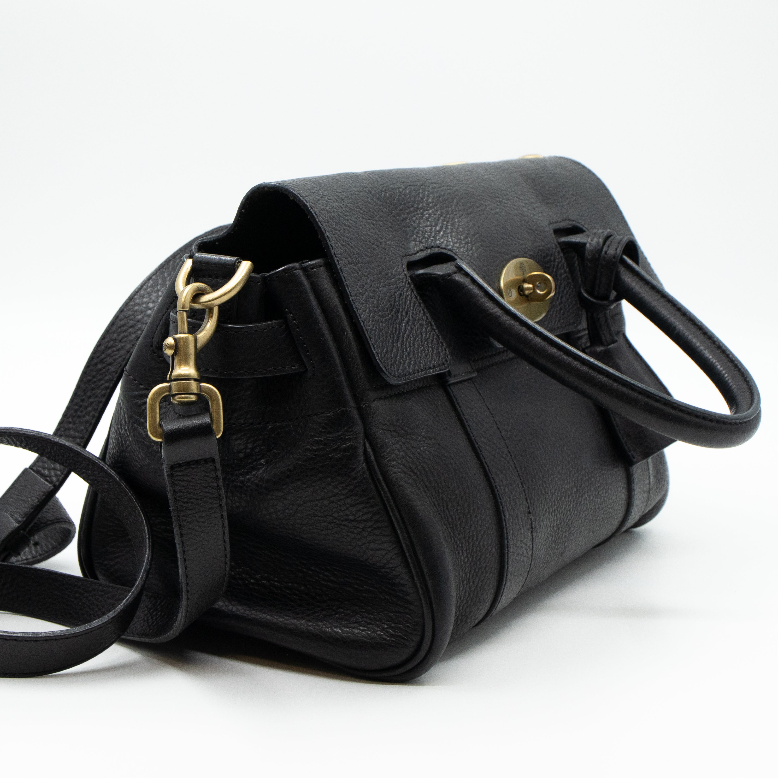 Small Bayswater Satchel Black Leather