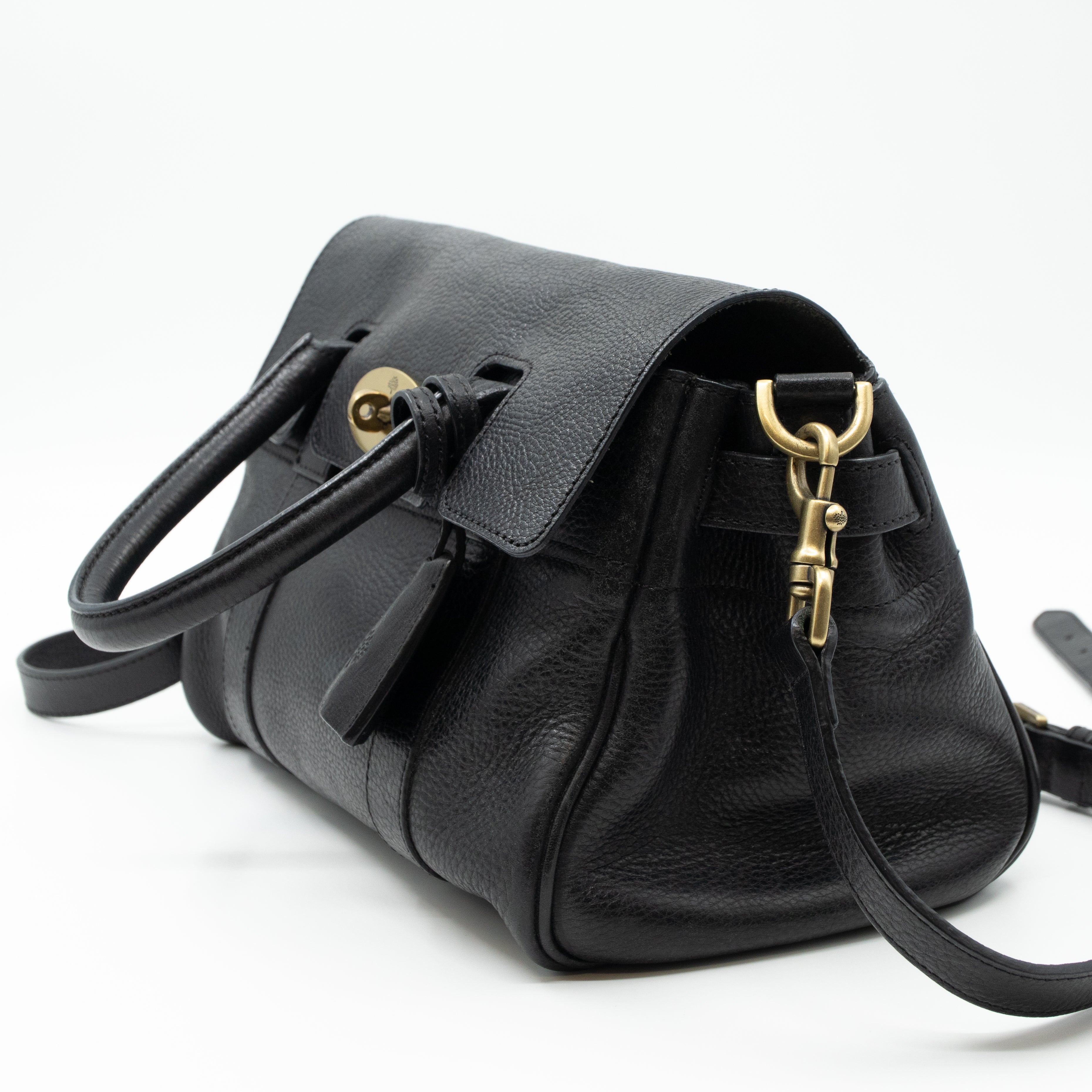 Small Bayswater Satchel Black Leather