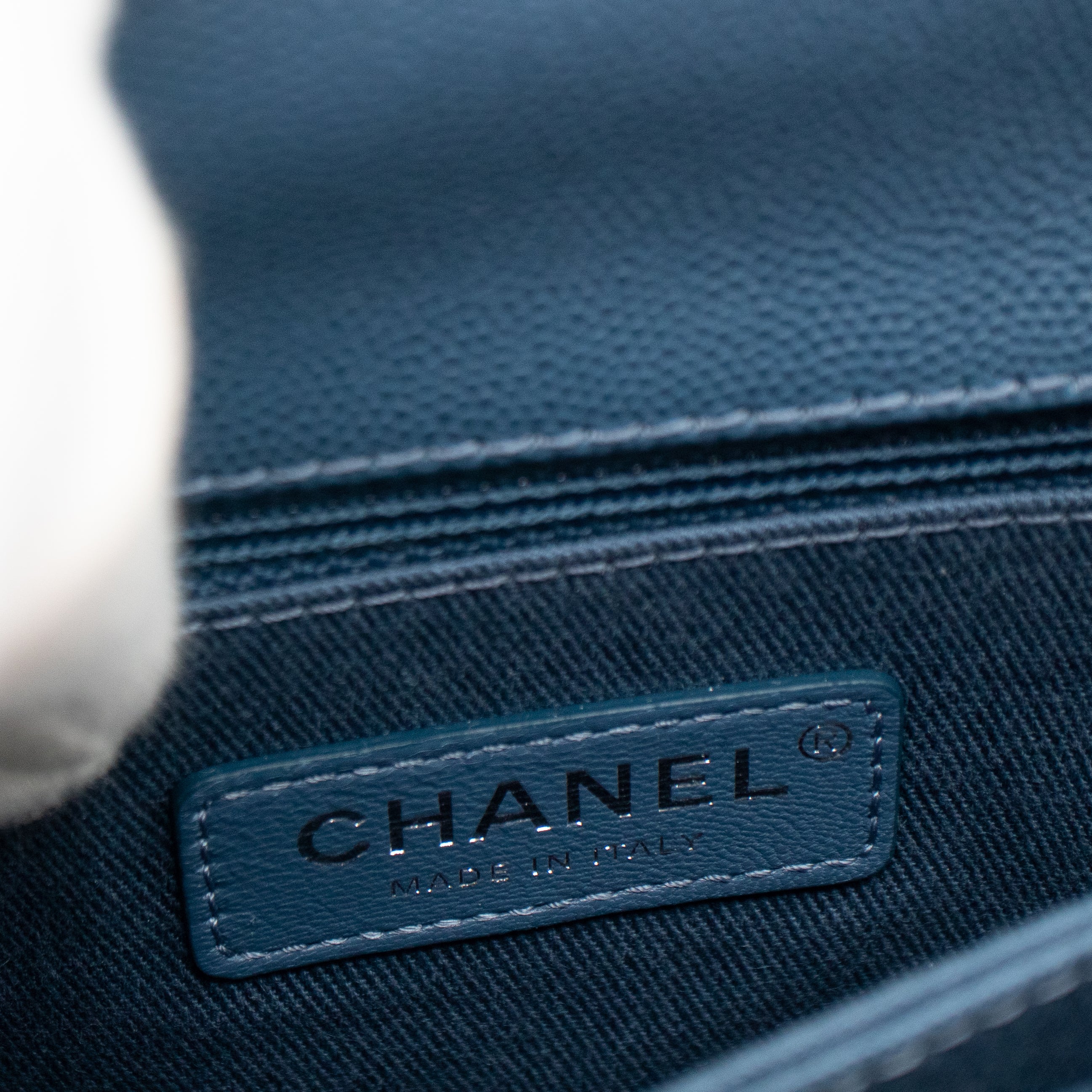 Coco Top Handle Bag Small Blue Caviar