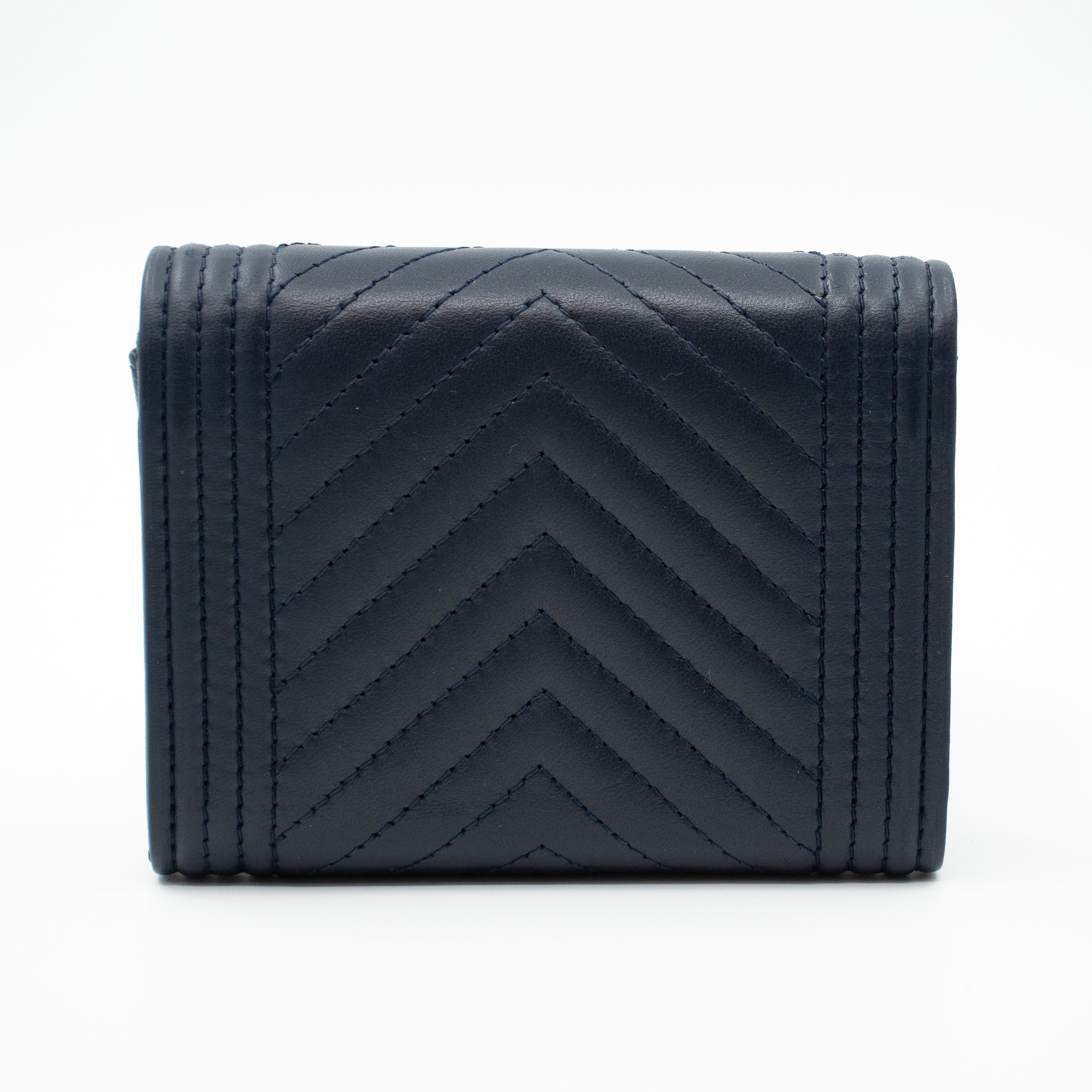 Boy Flap Card Case Navy Leather