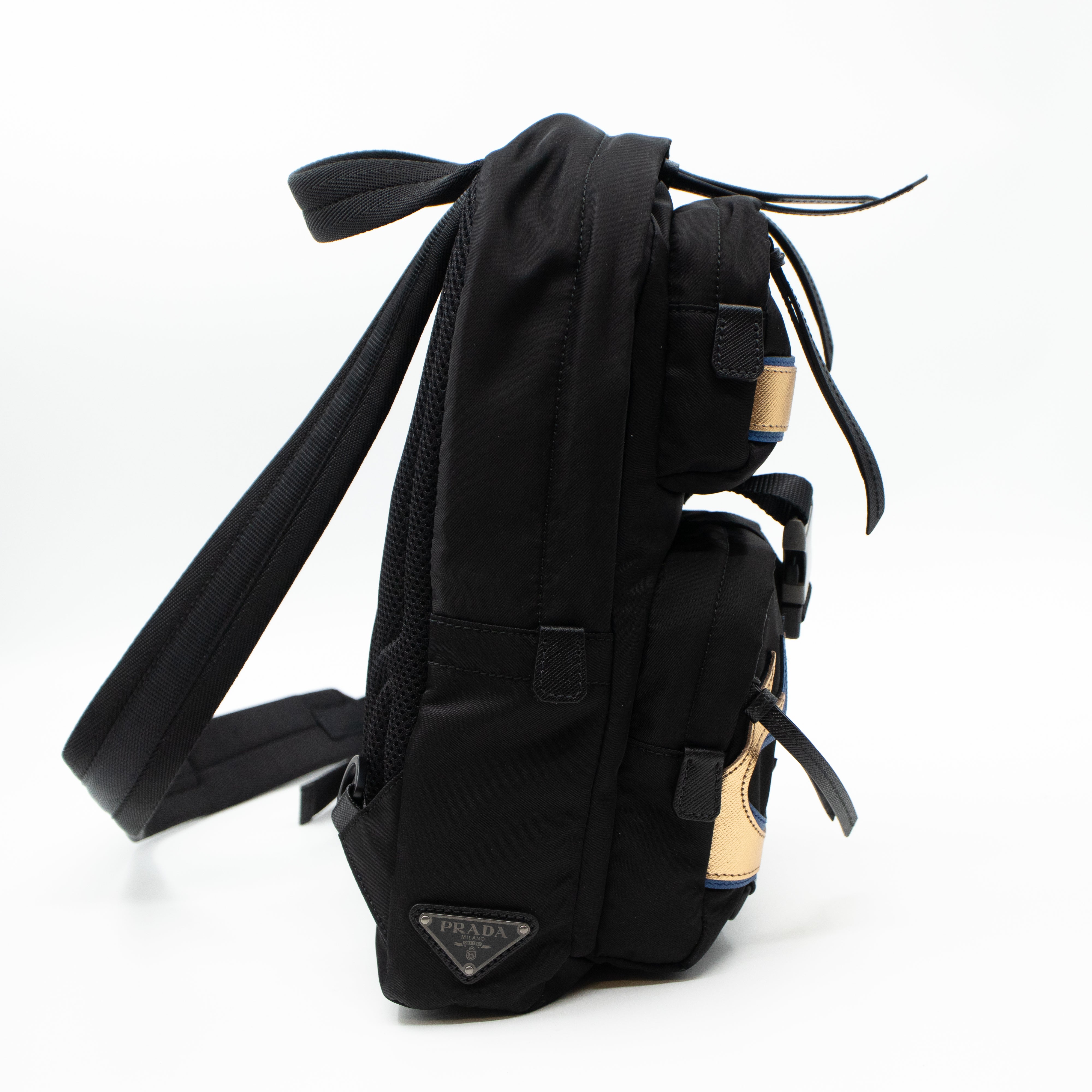 Single Strap Backpack Flame Black Nylon
