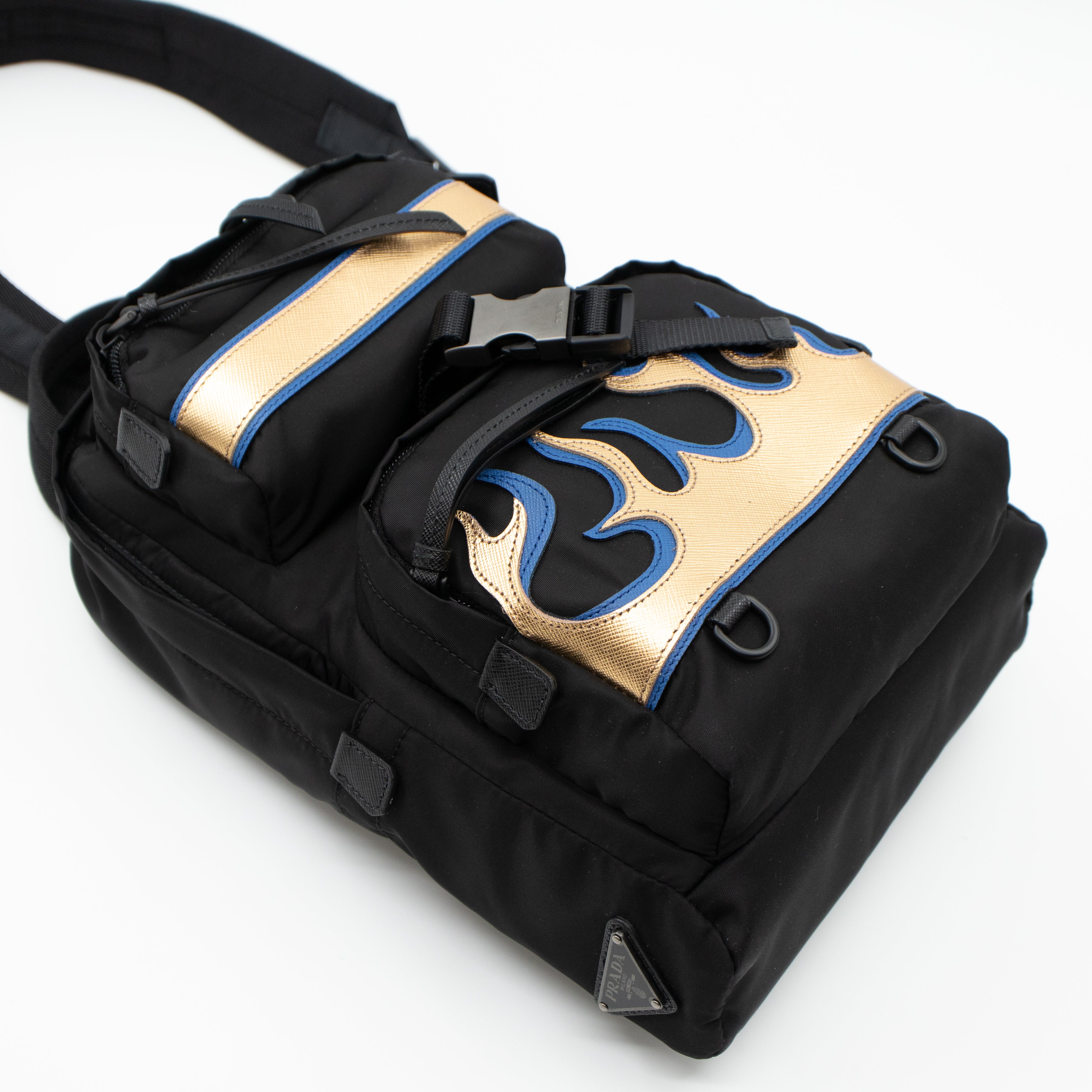 Single Strap Backpack Flame Black Nylon