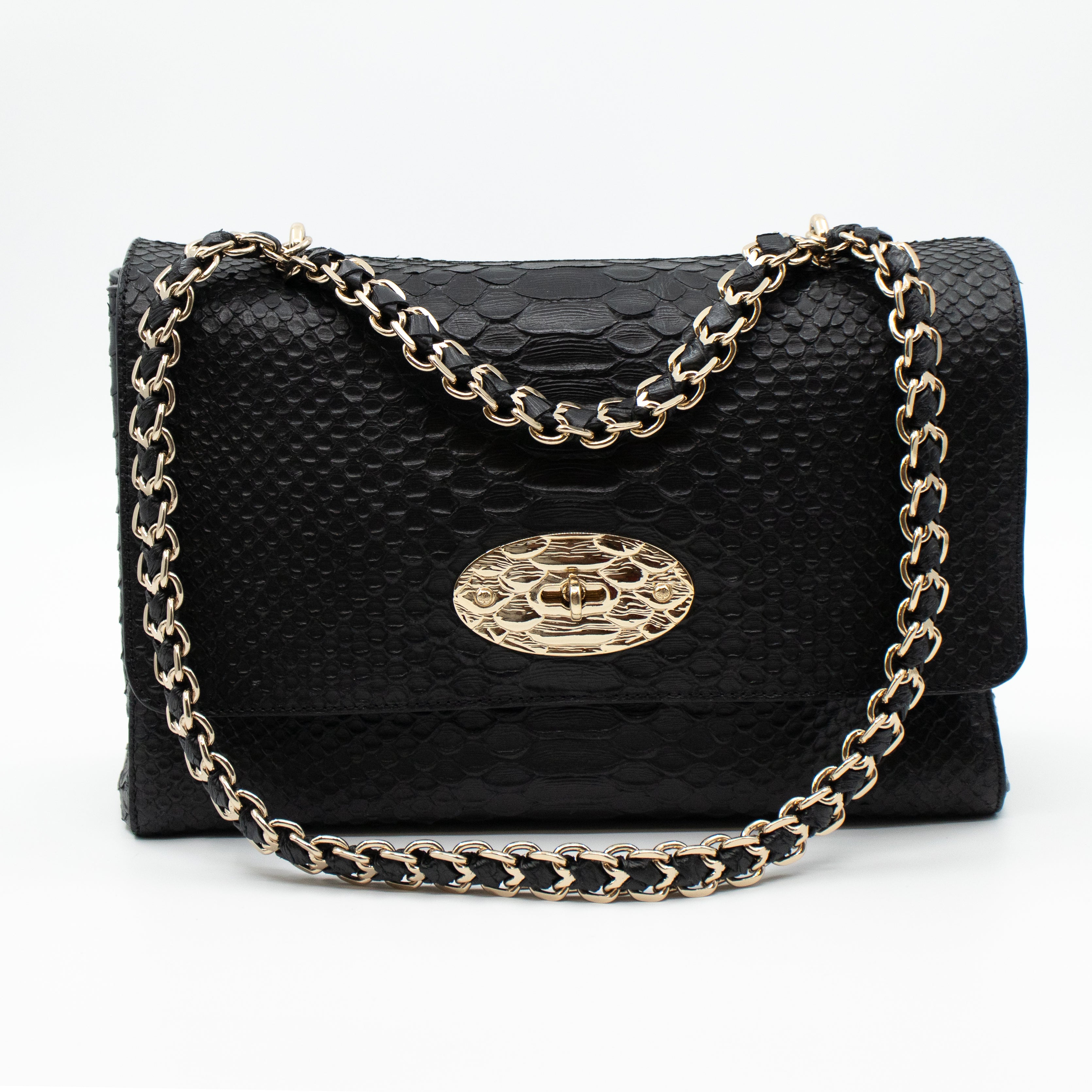 Cecily Silky Snake Black Leather