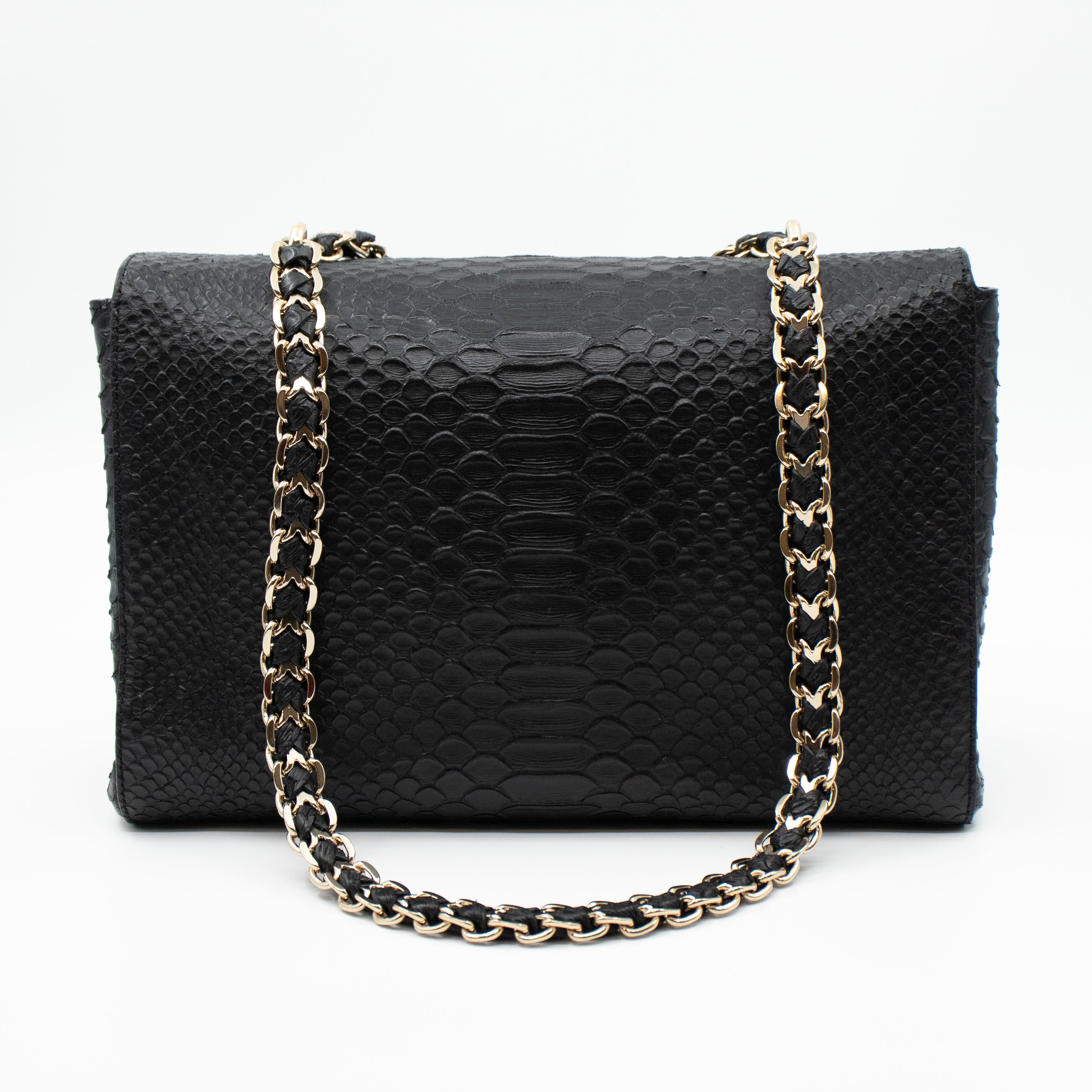 Cecily Silky Snake Black Leather