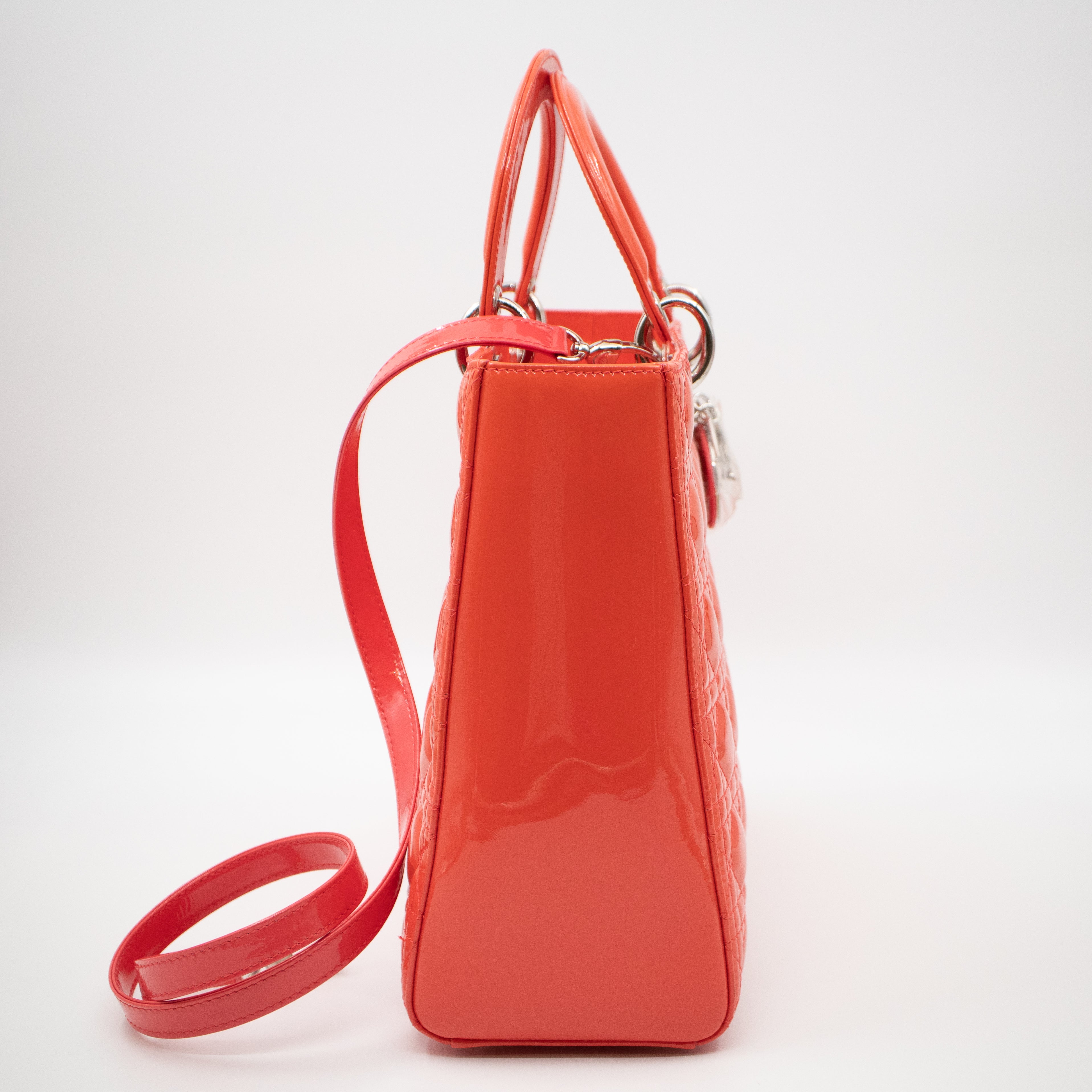 Lady Dior Large Papaya Patent Leather