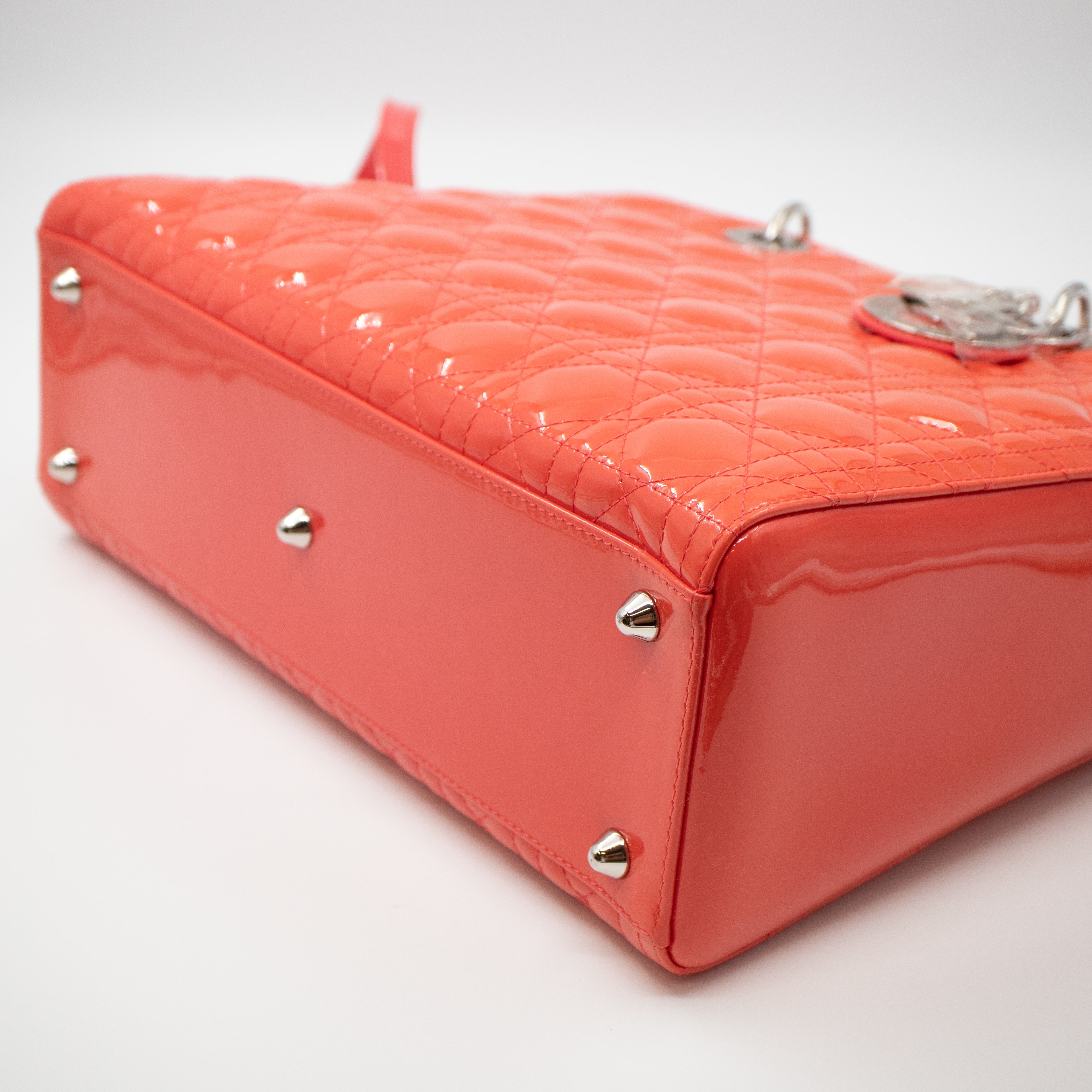 Lady Dior Large Papaya Patent Leather