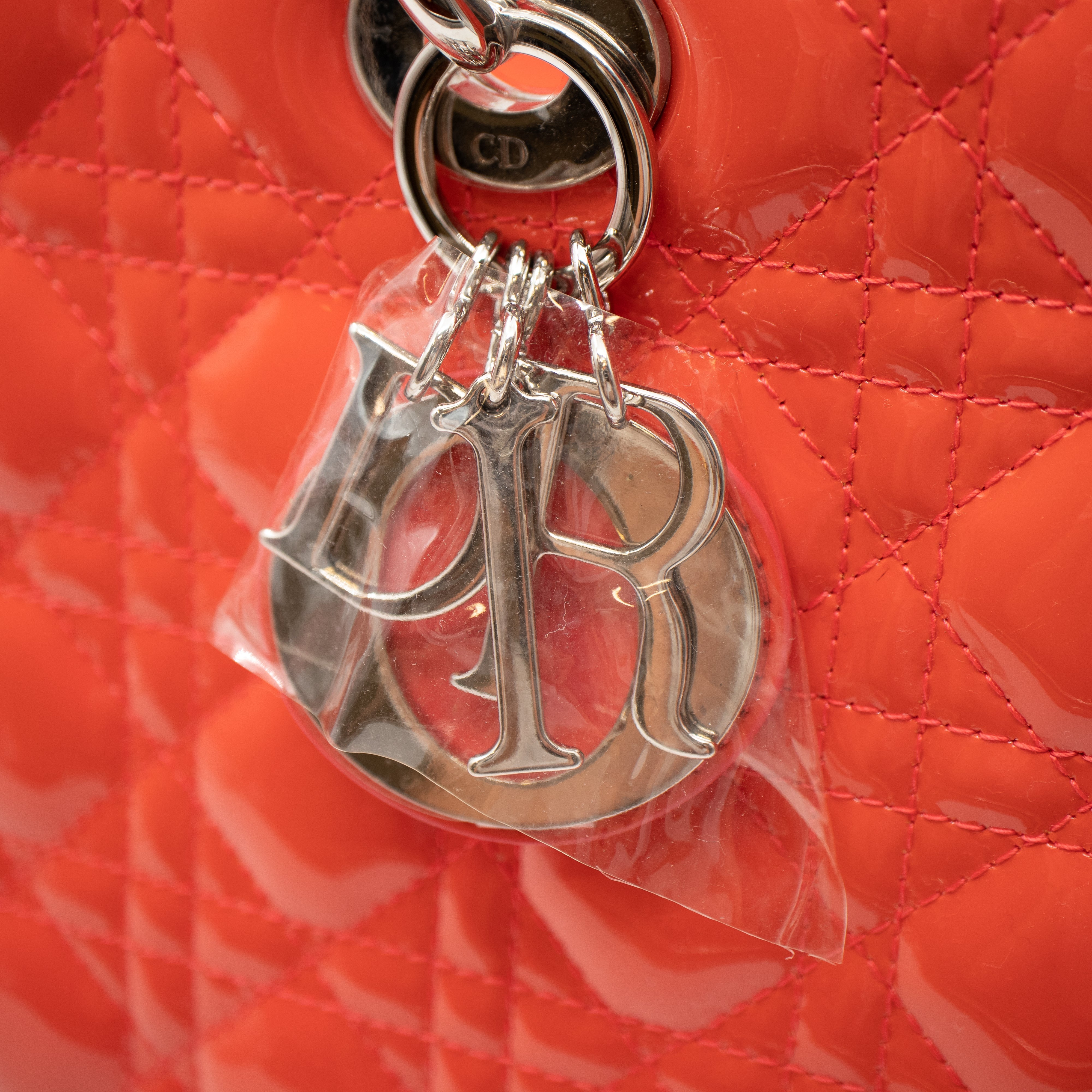 Lady Dior Large Papaya Patent Leather