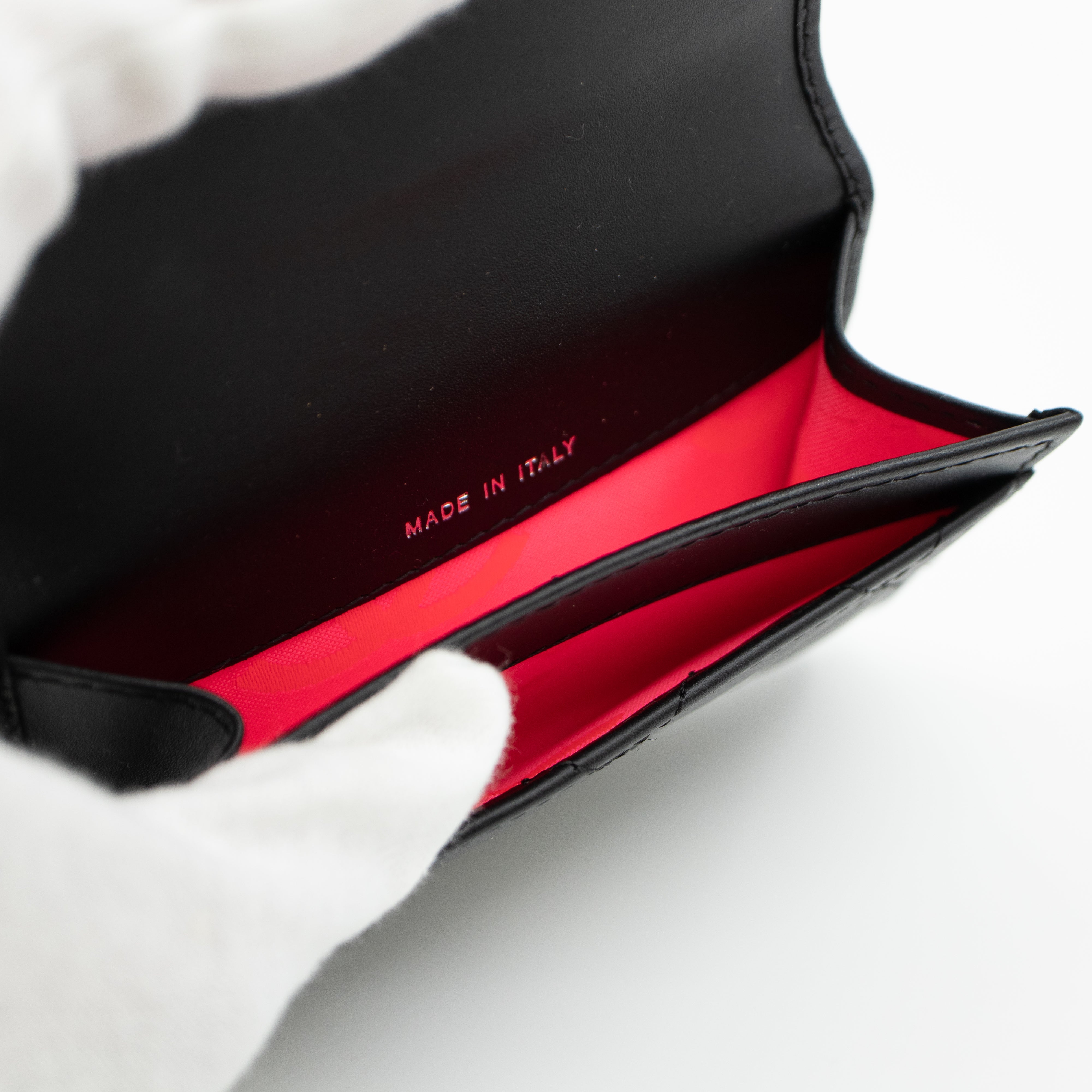 Cambon Flap Card Case Black Leather