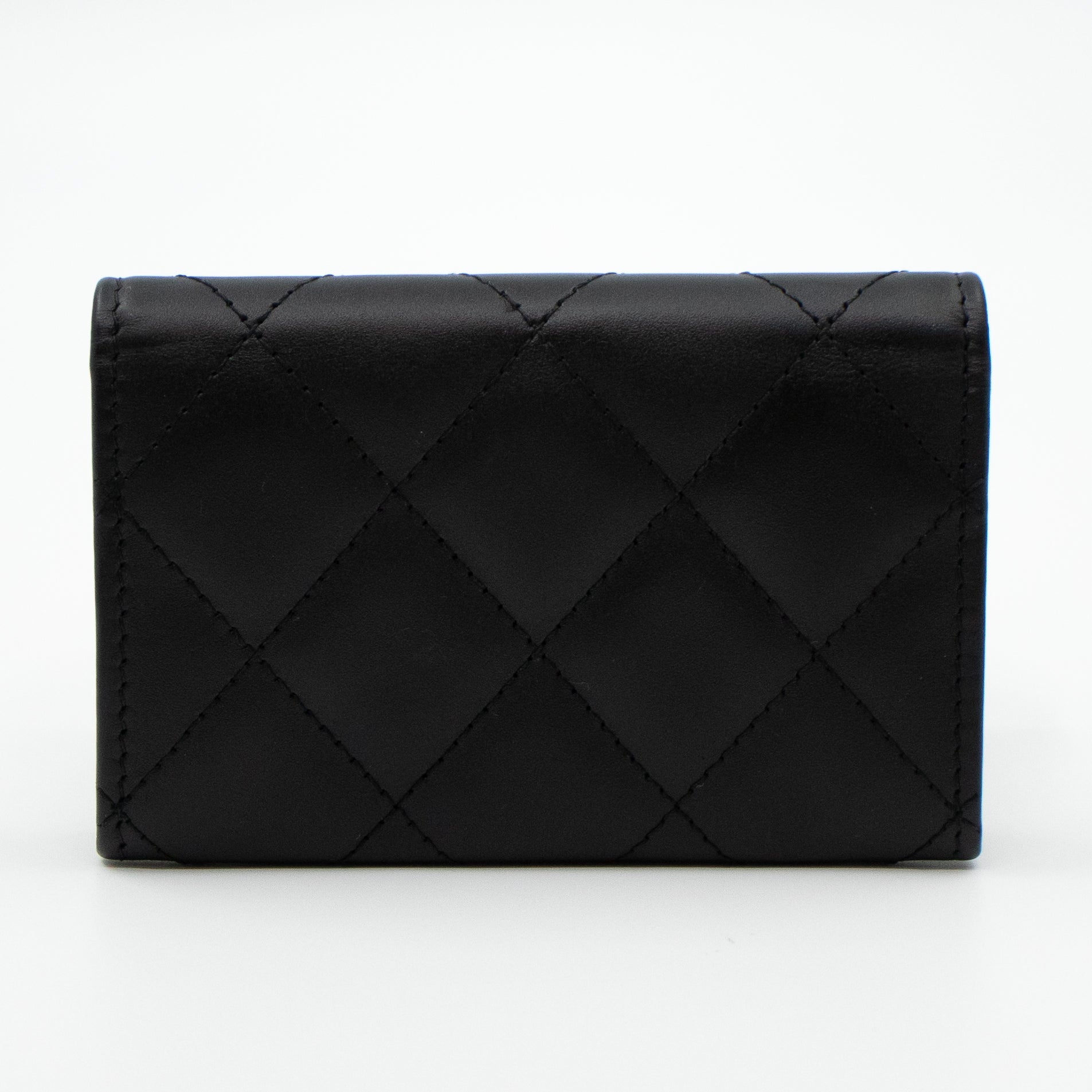 Cambon Flap Card Case Black Leather