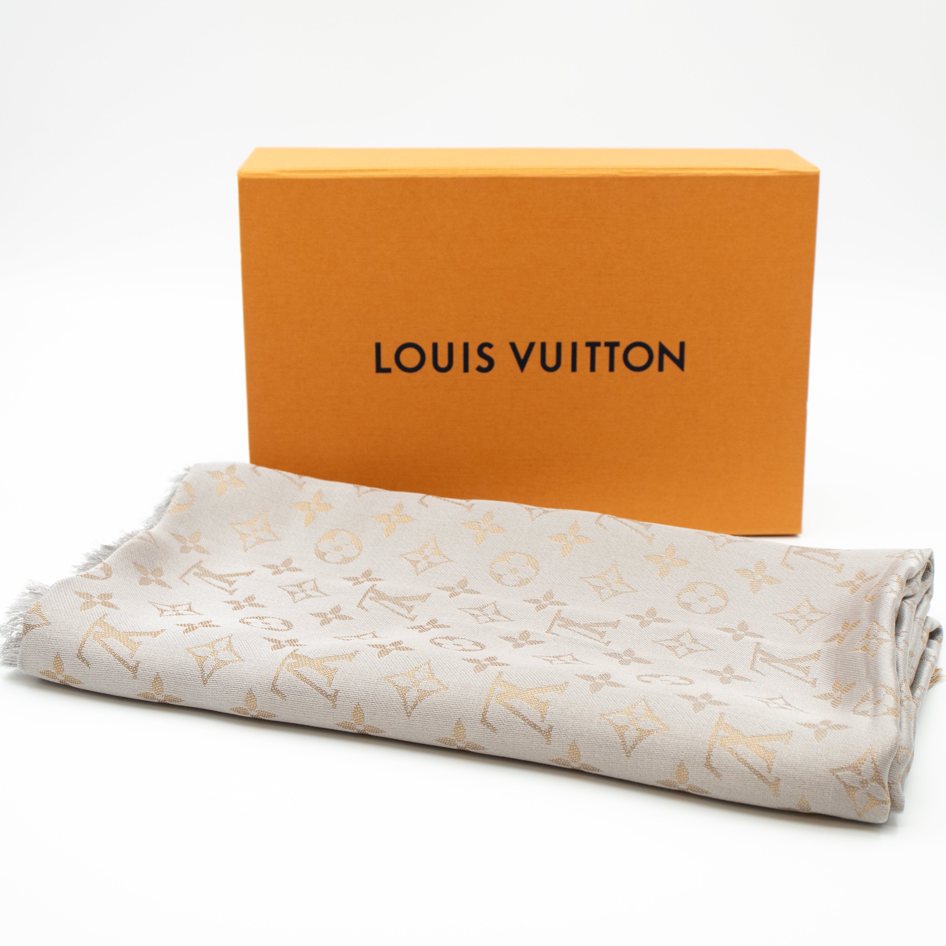 Louis Vuitton Monogram Shawl, Shine Greige, M75121 - No Box - MA001