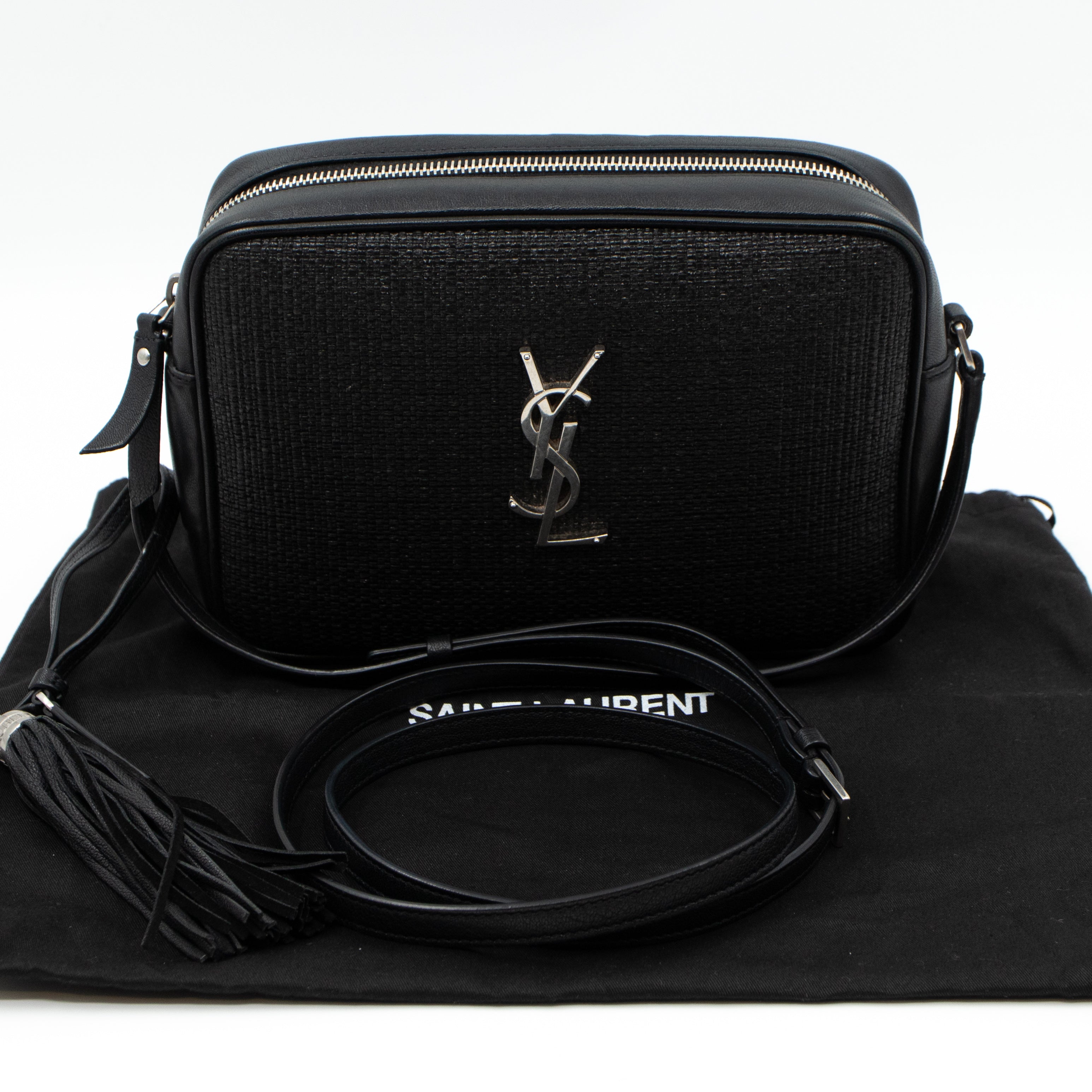 Lou Camera Bag Raffia Black