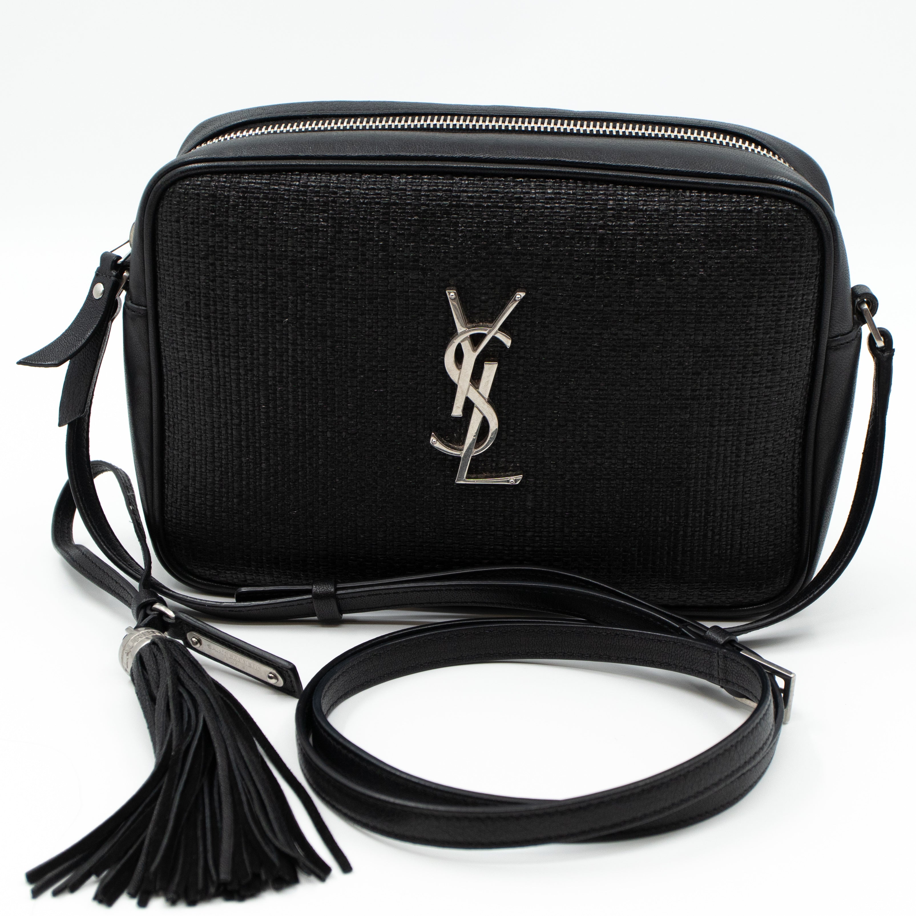 Lou Camera Bag Raffia Black