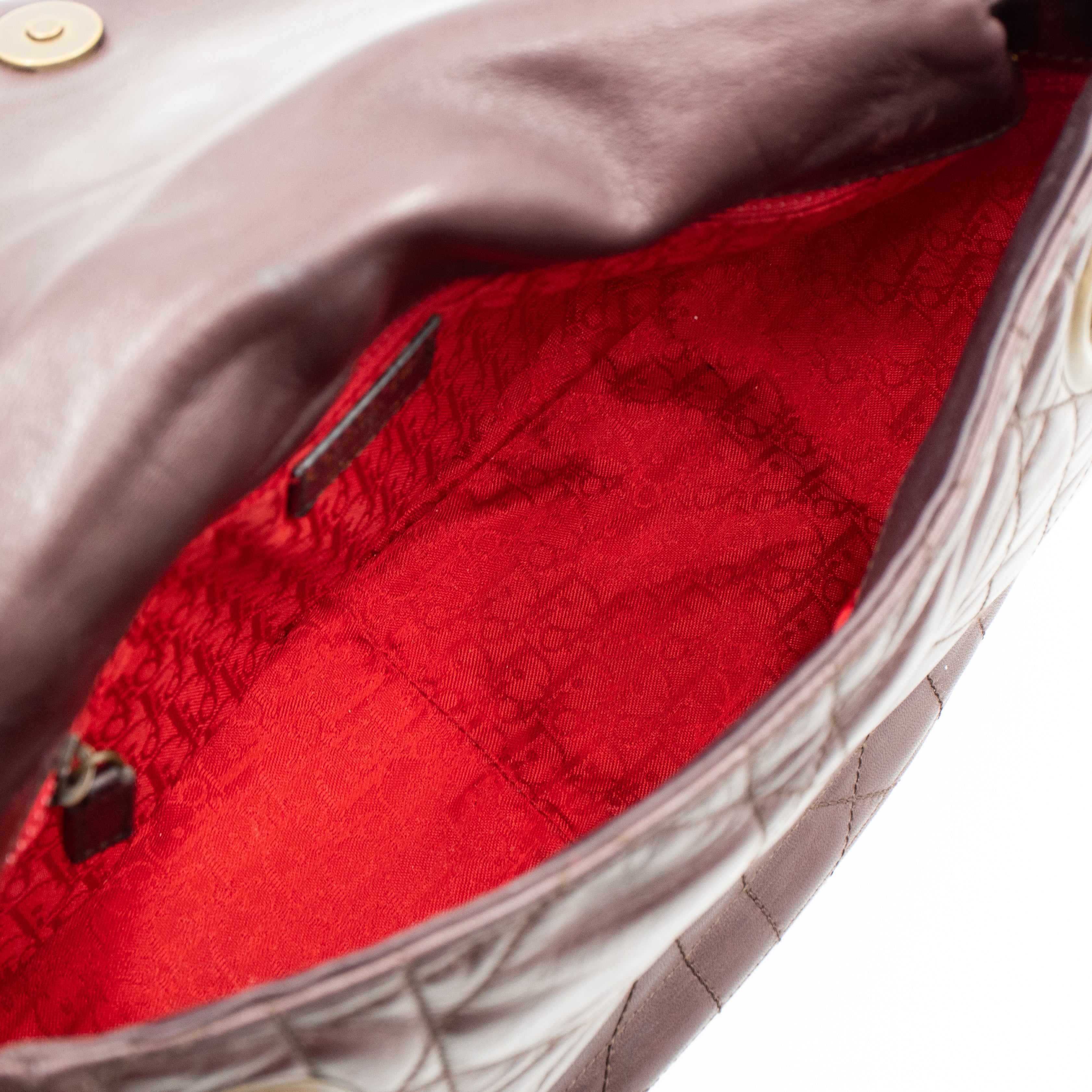 Shoulder Bag Cannage Quilted Brown Leather