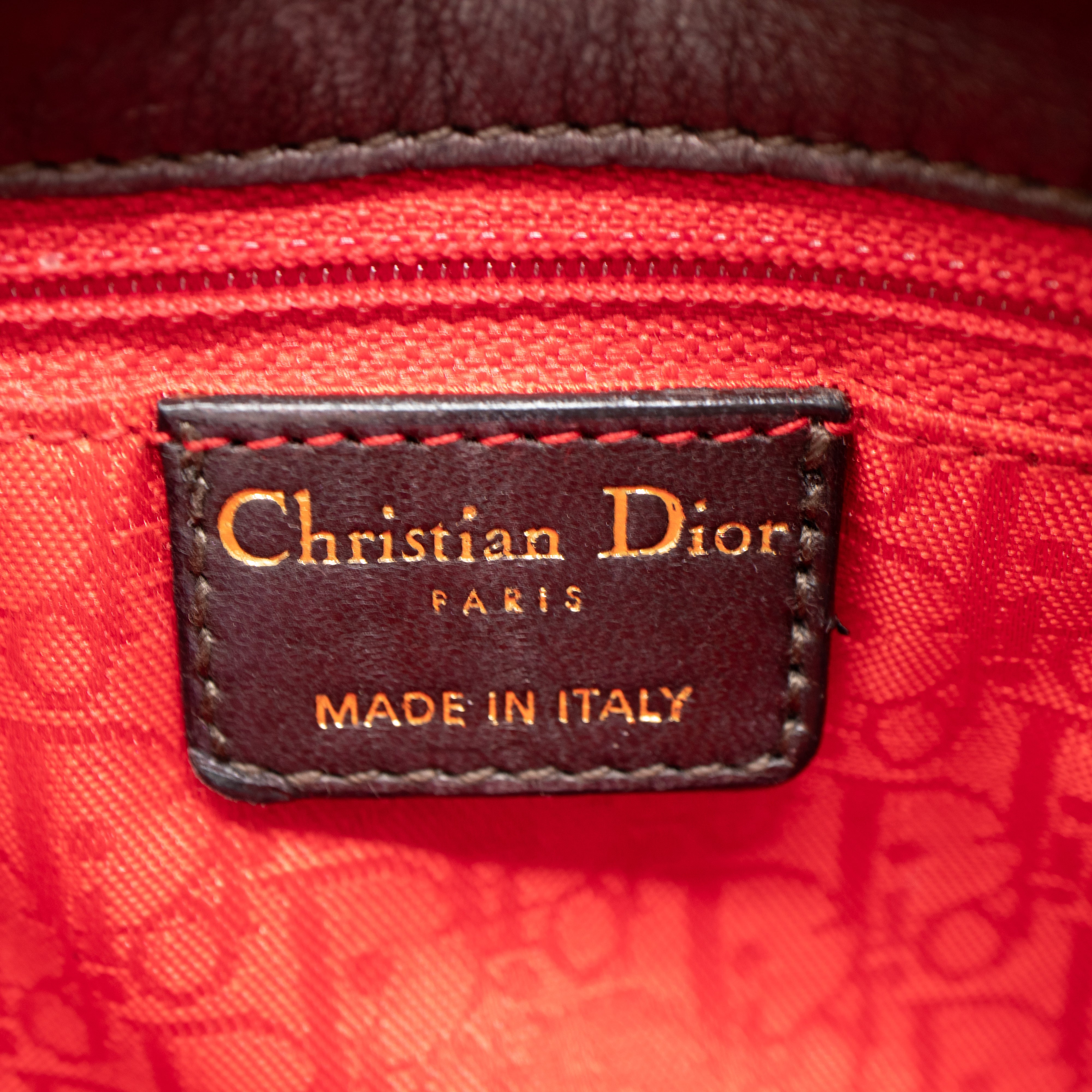 Shoulder Bag Cannage Quilted Brown Leather