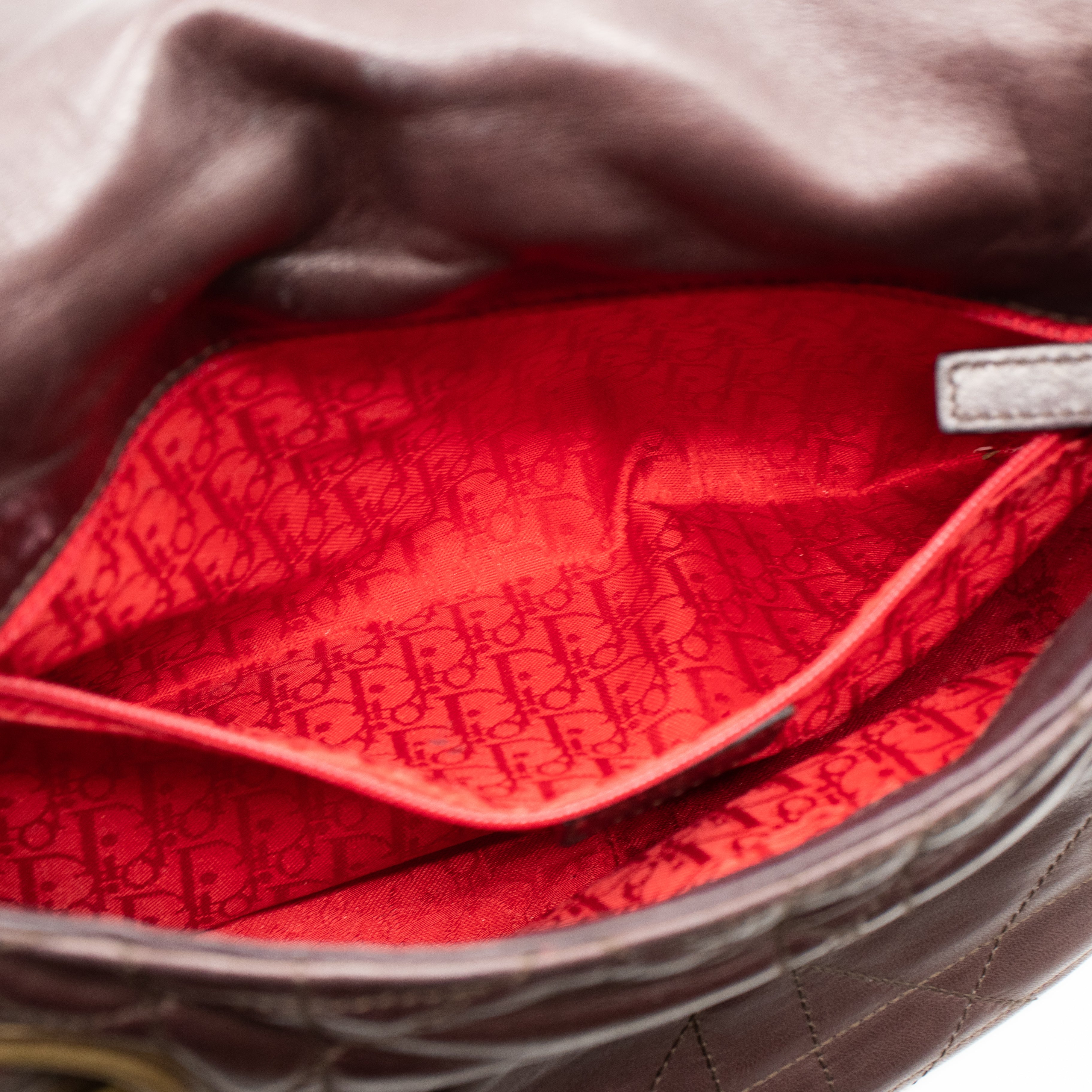 Shoulder Bag Cannage Quilted Brown Leather