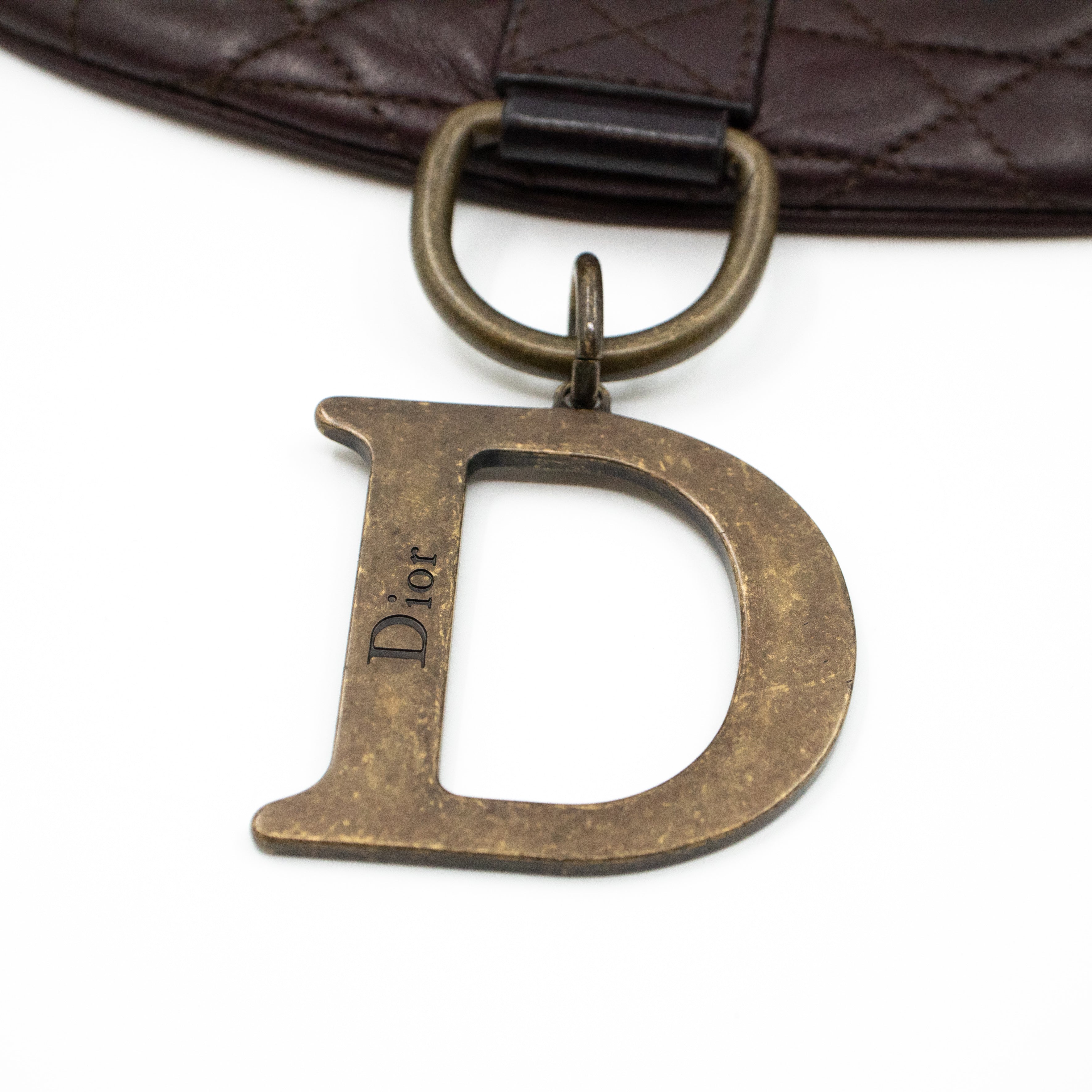 Shoulder Bag Cannage Quilted Brown Leather