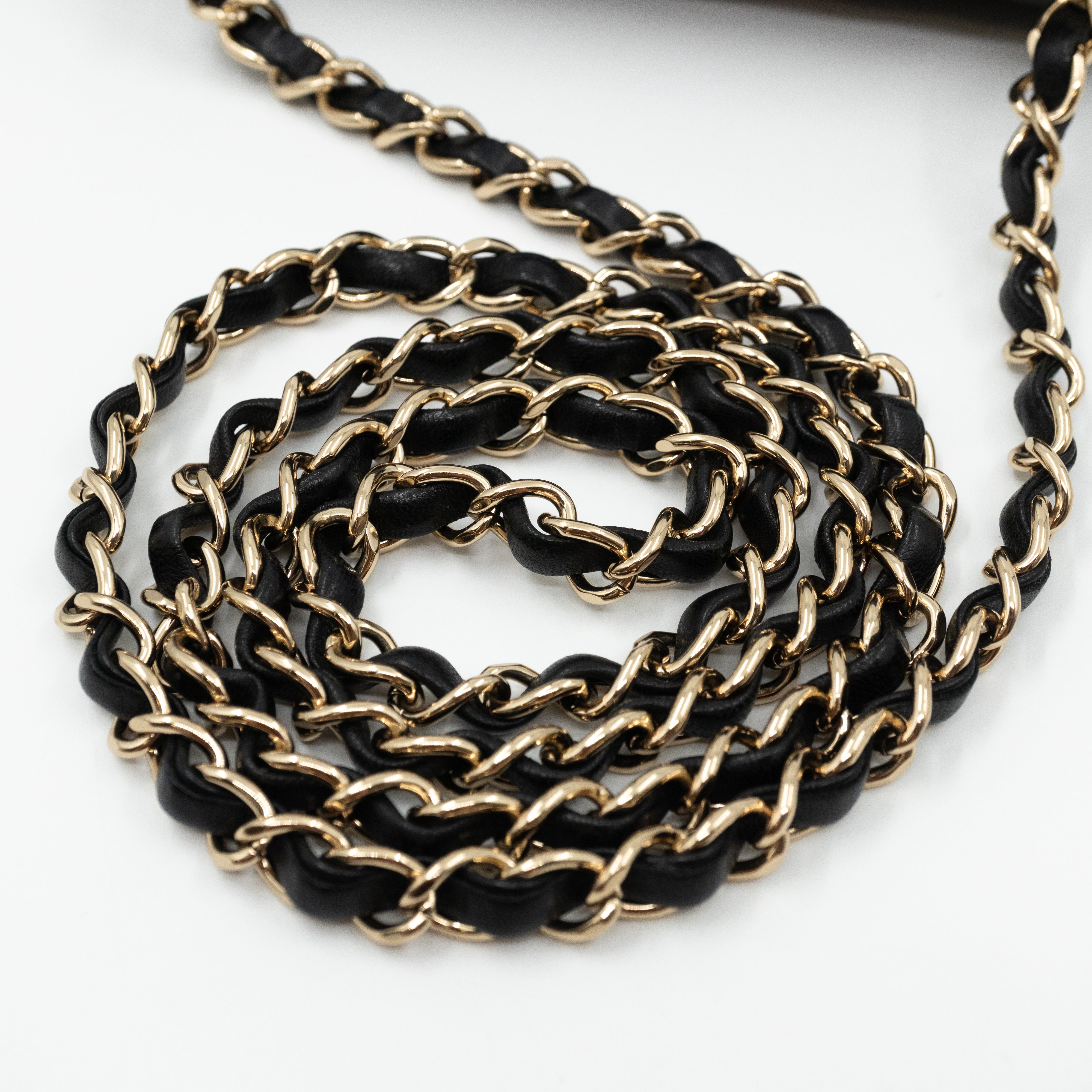 Classic Mini Rectangular Chevron Black Leather