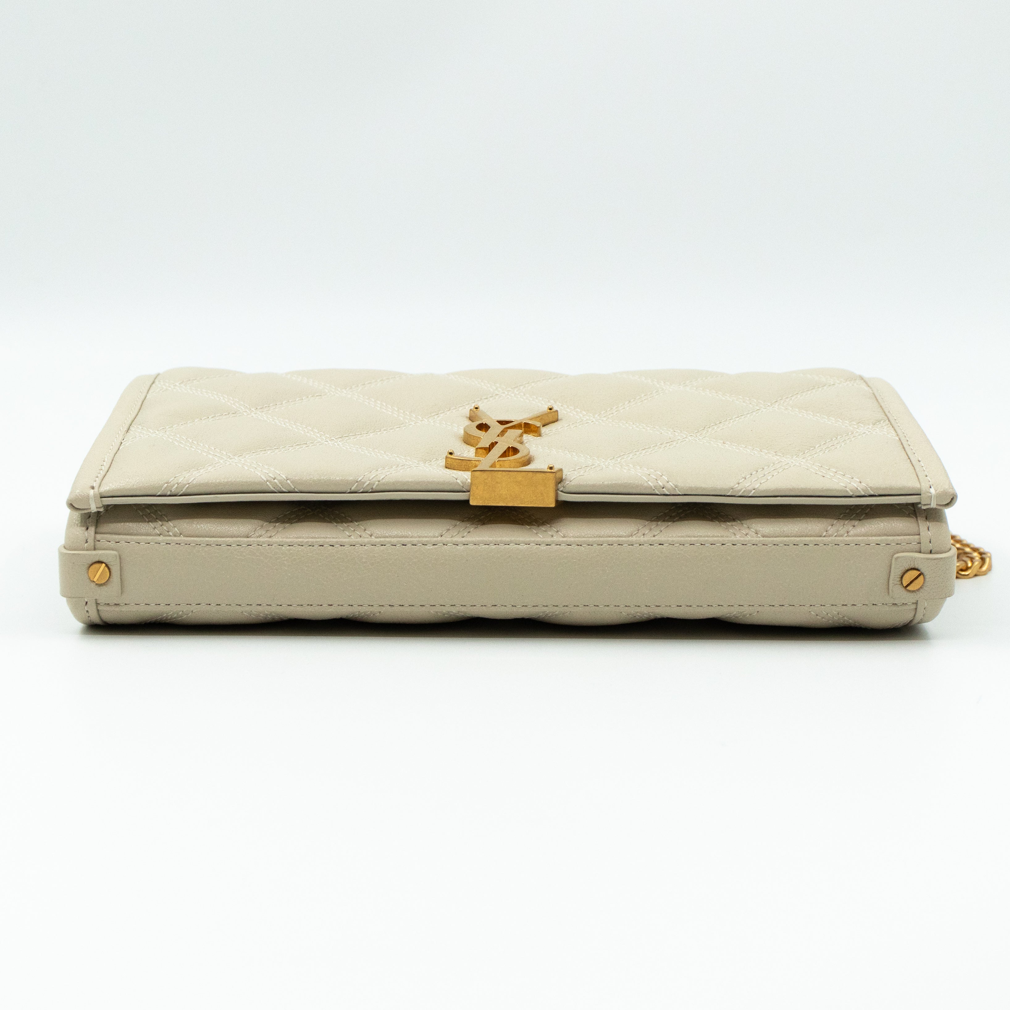 Becky Wallet on Chain Blanc Leather