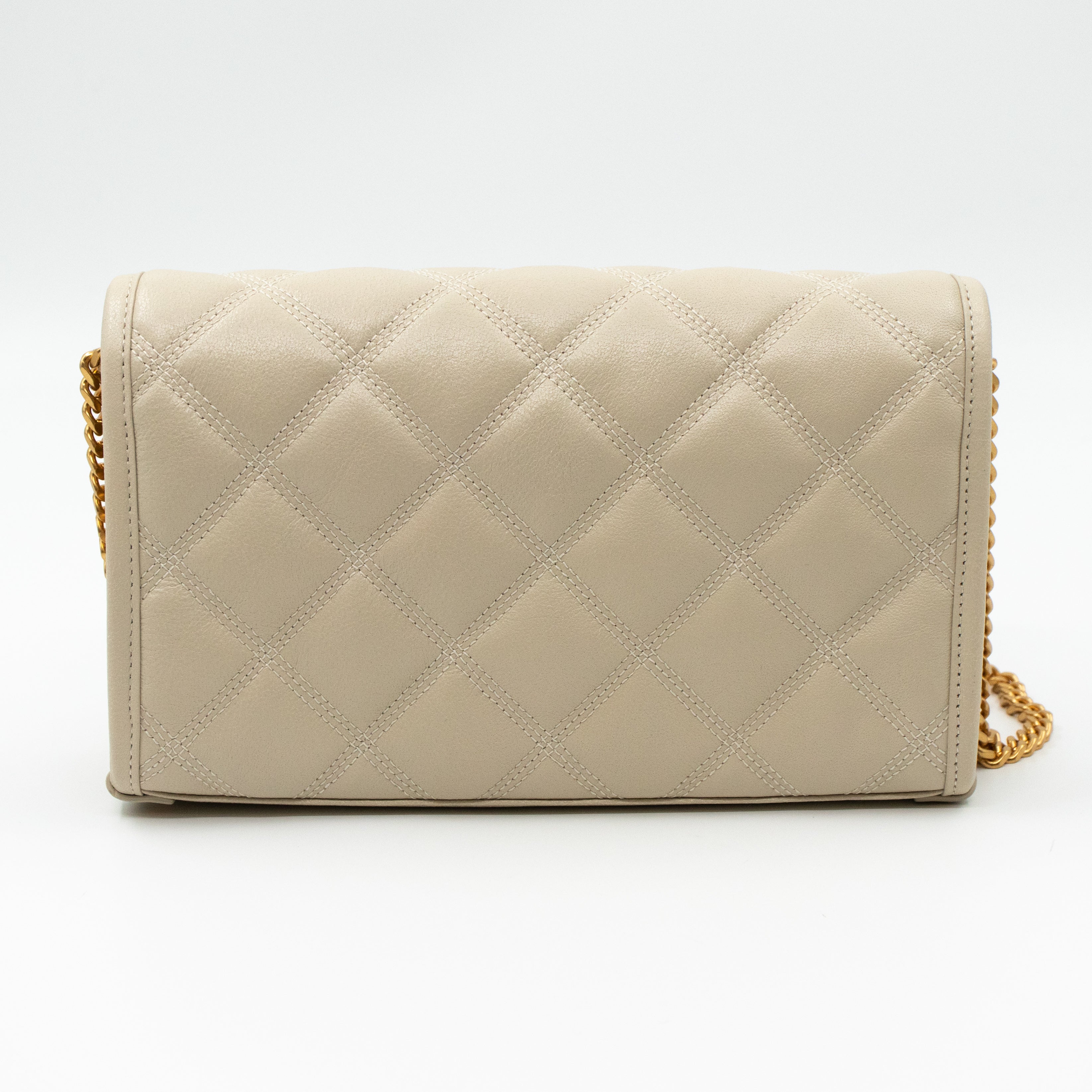 Becky Wallet on Chain Blanc Leather
