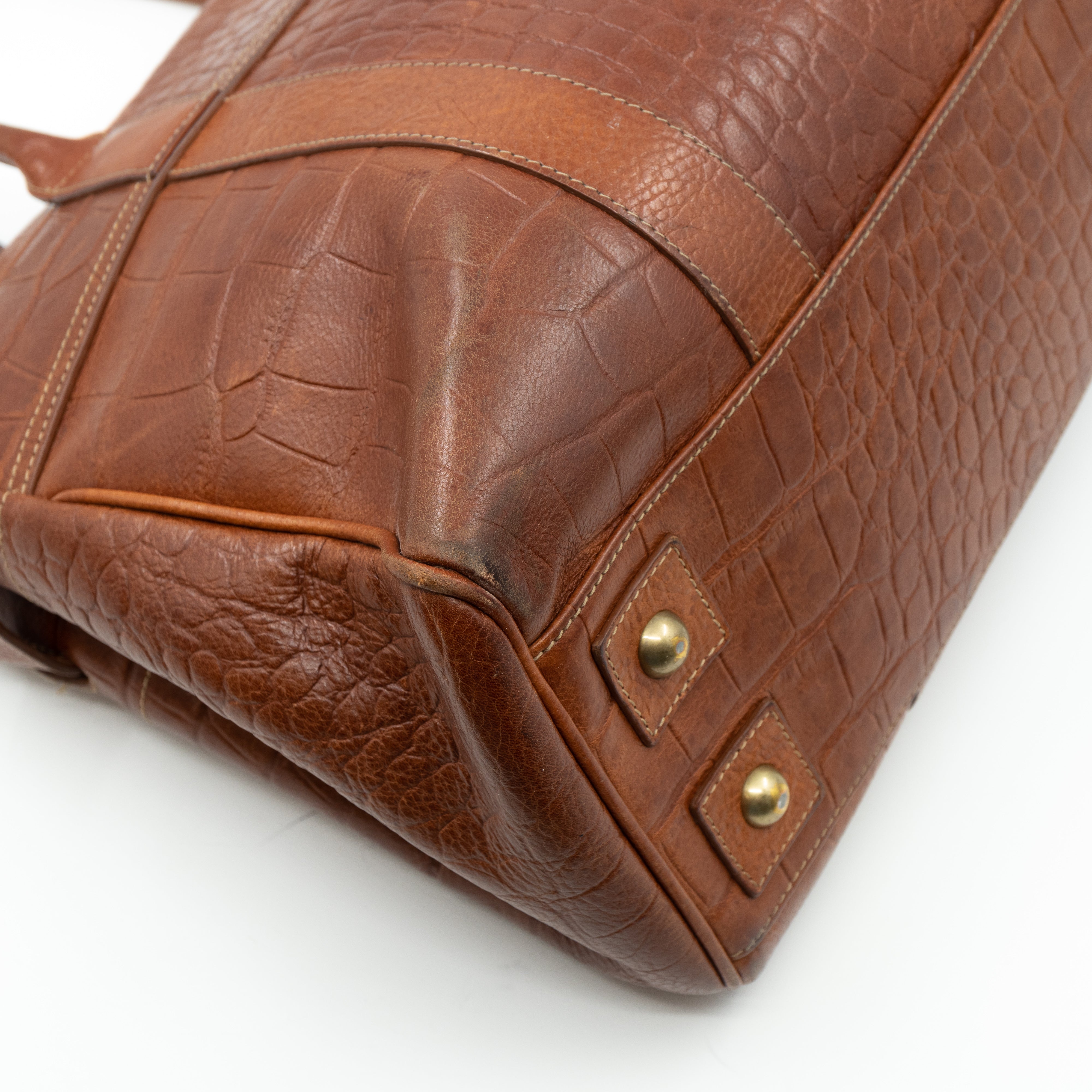 Bayswater Brown Croc Embossed Leather