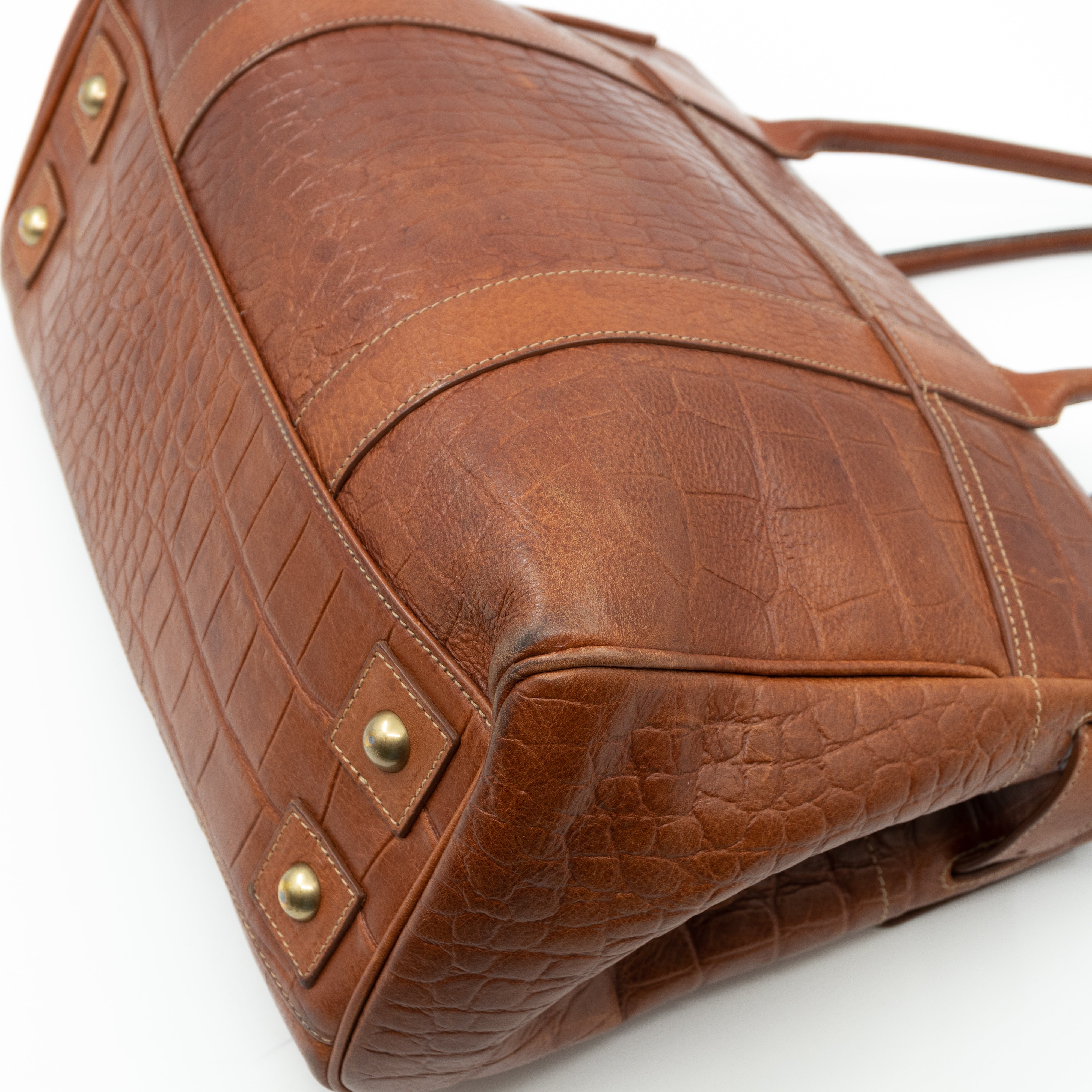 Bayswater Brown Croc Embossed Leather