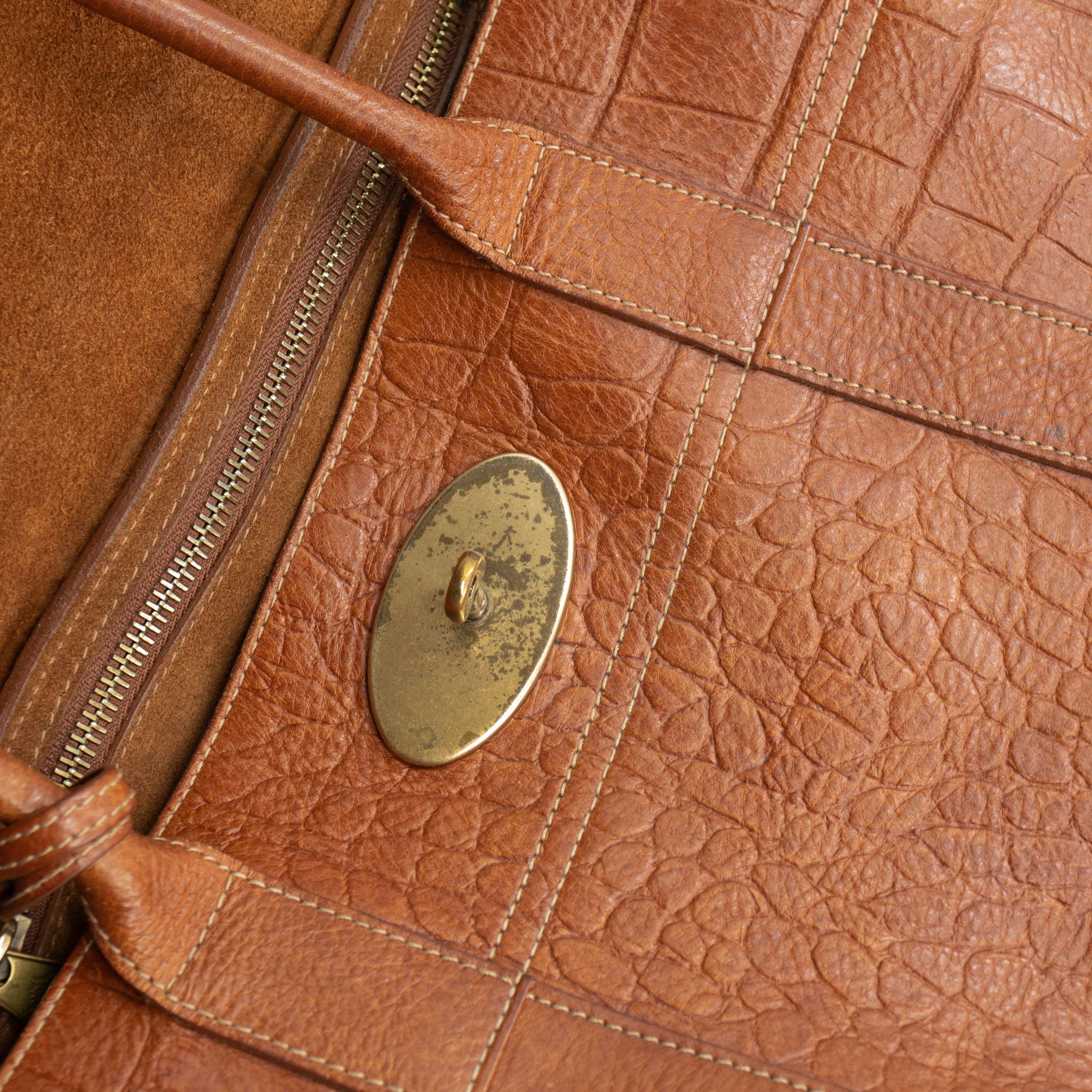 Bayswater Brown Croc Embossed Leather
