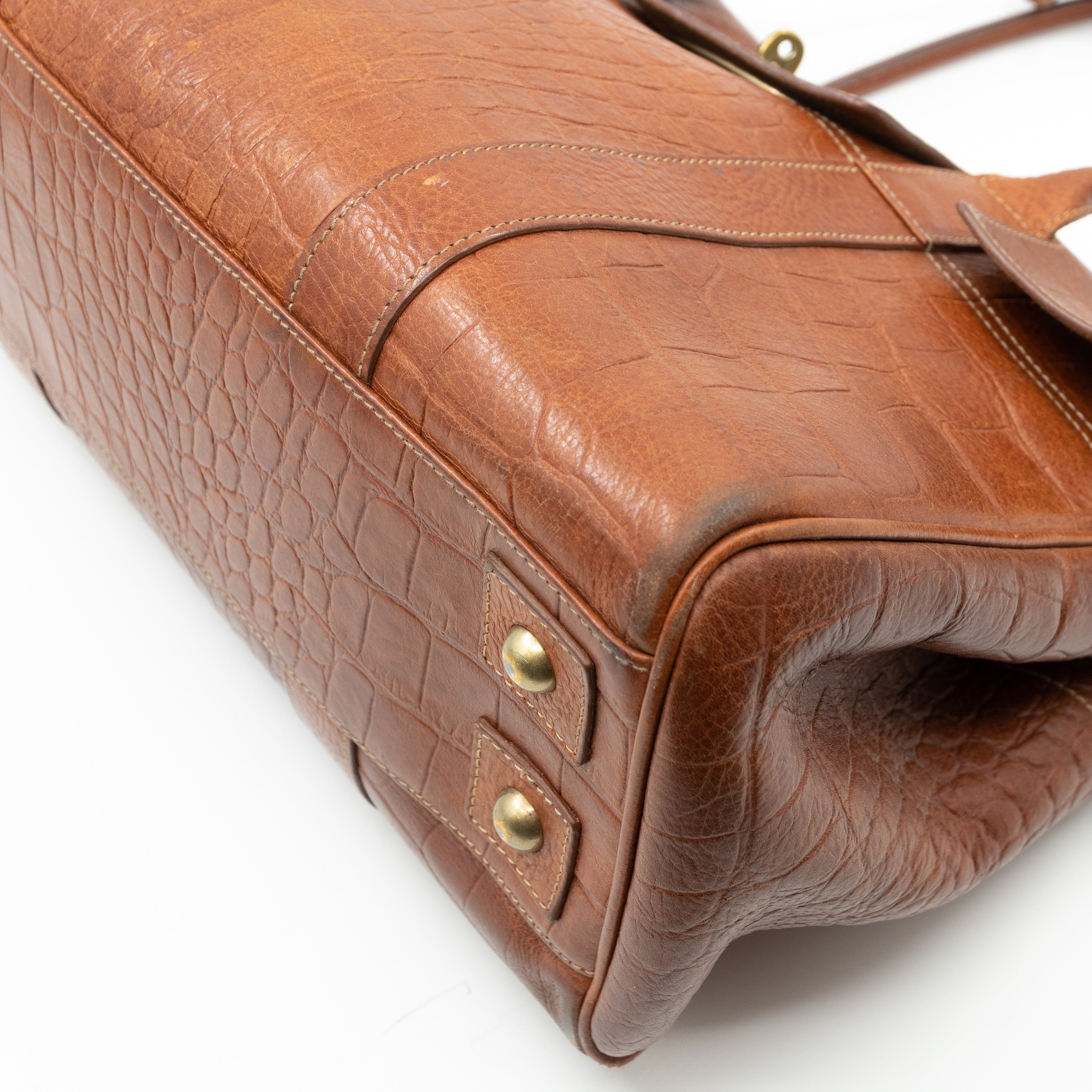 Bayswater Brown Croc Embossed Leather