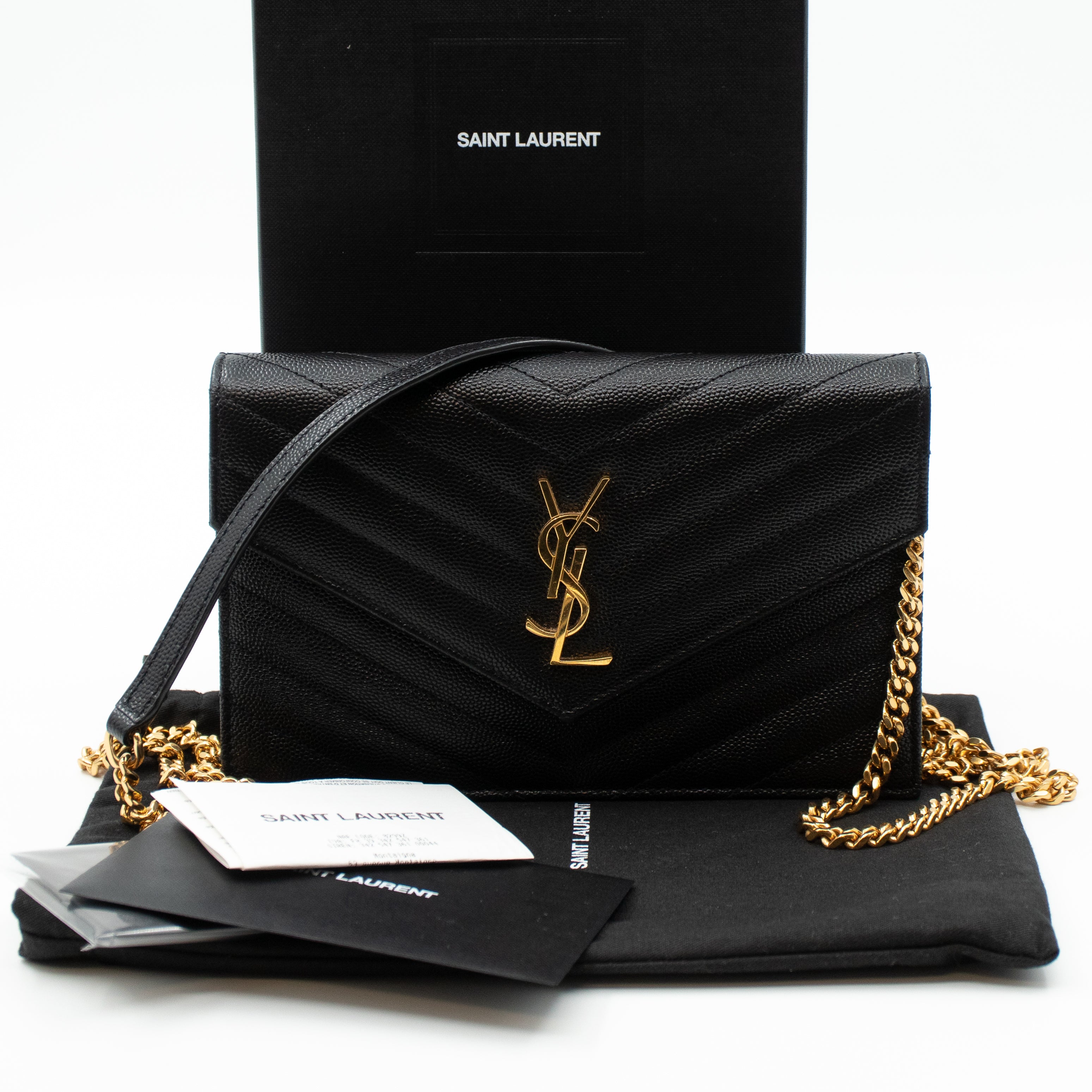 Envelope Chain Wallet Black Leather