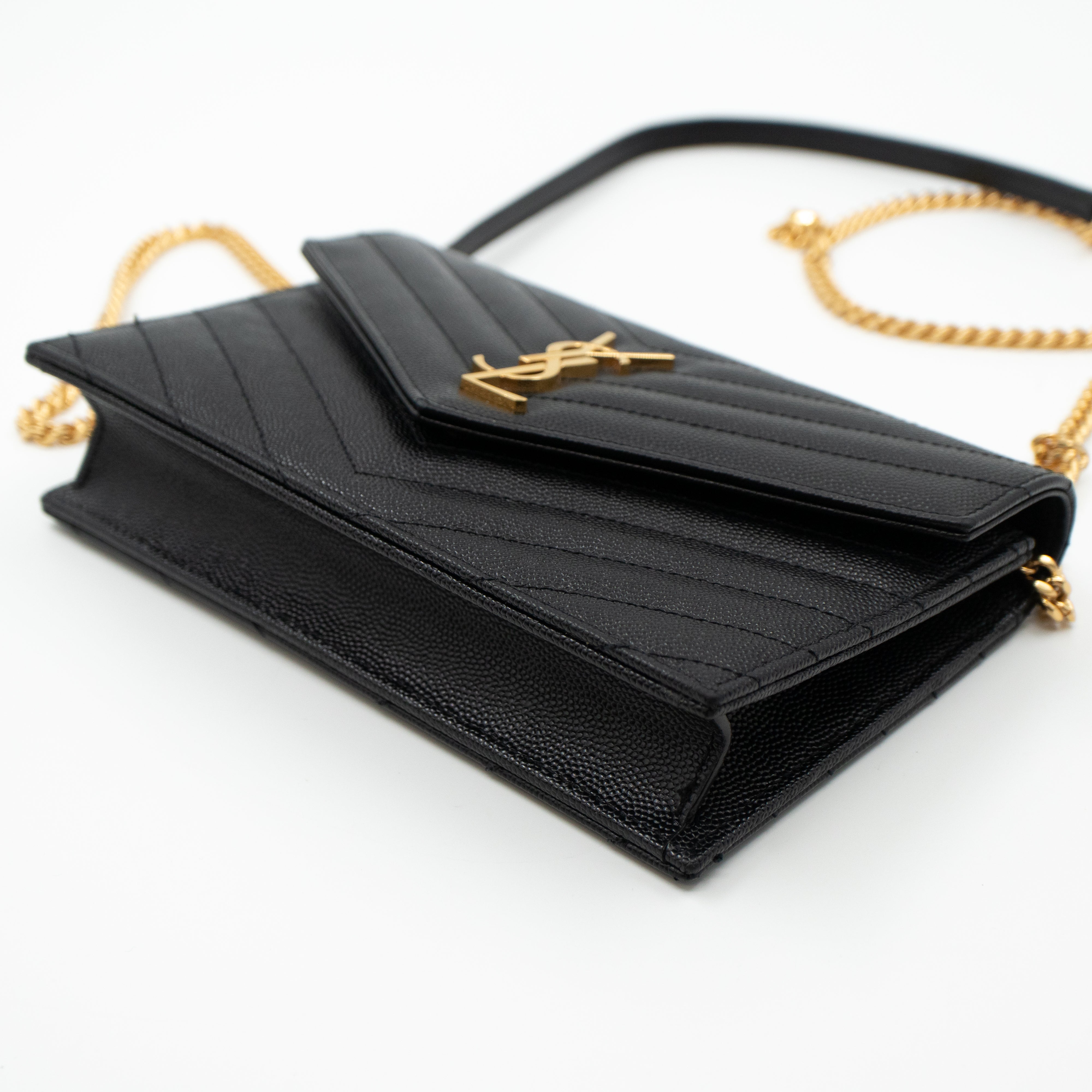 Envelope Chain Wallet Black Leather