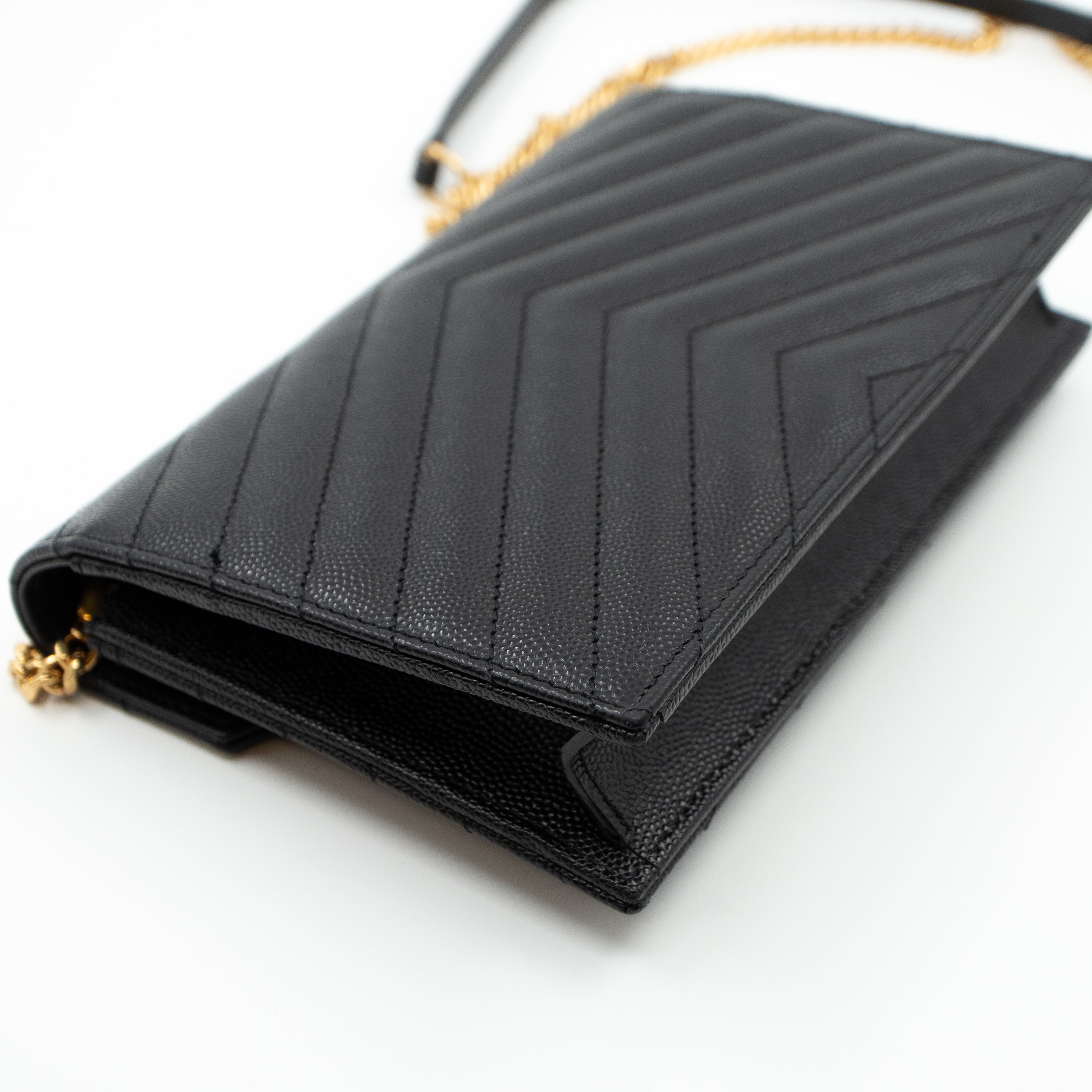 Envelope Chain Wallet Black Leather