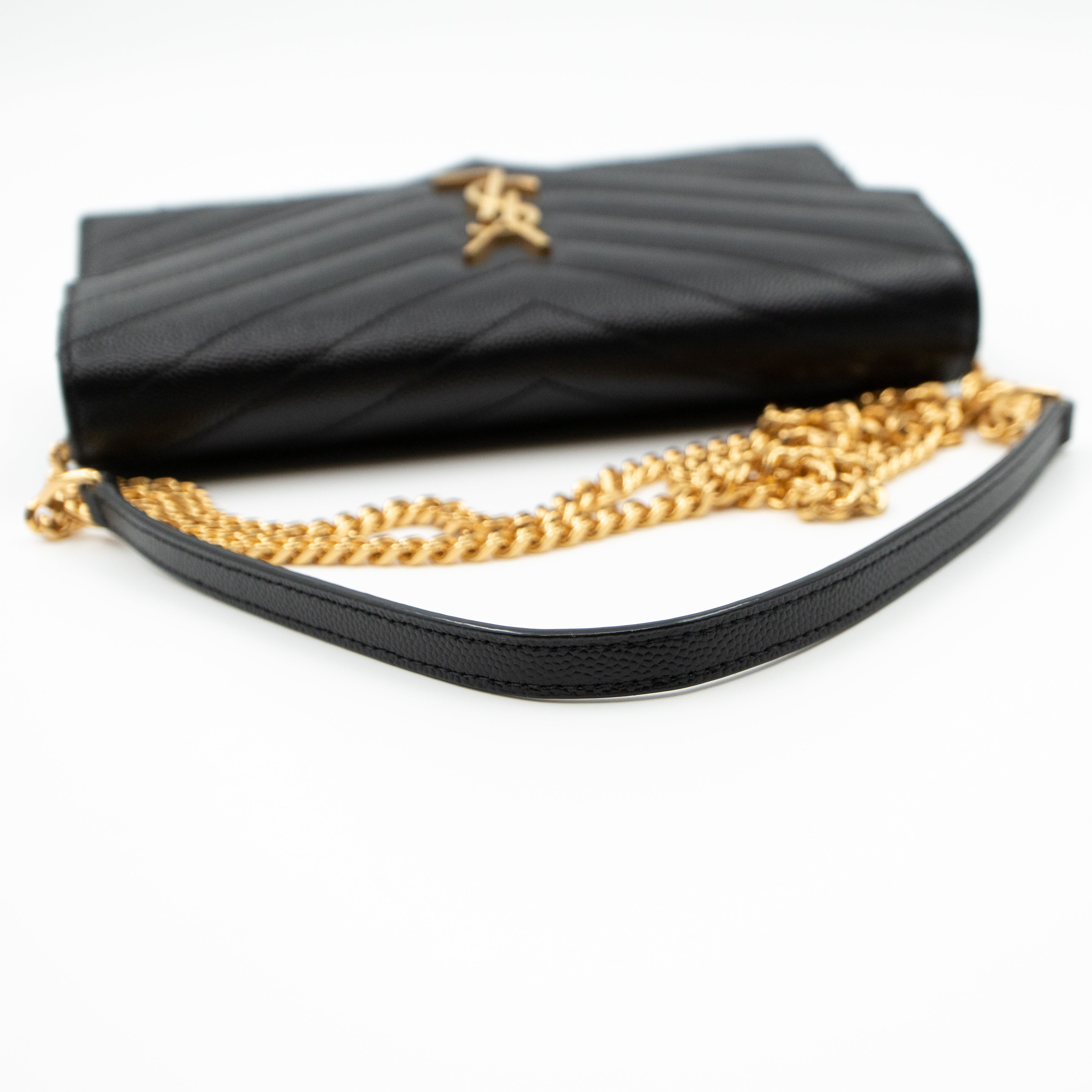 Envelope Chain Wallet Black Leather