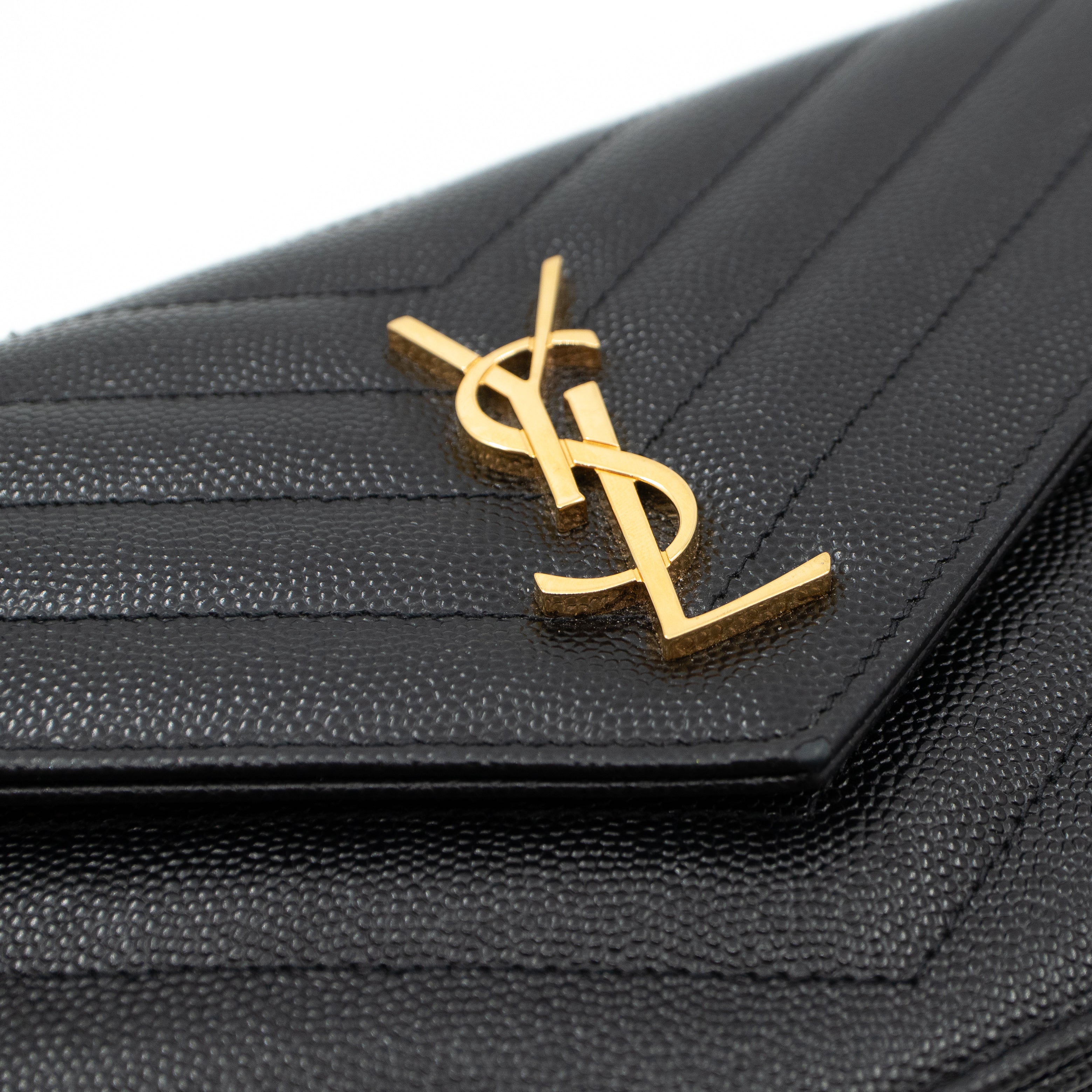 Envelope Chain Wallet Black Leather