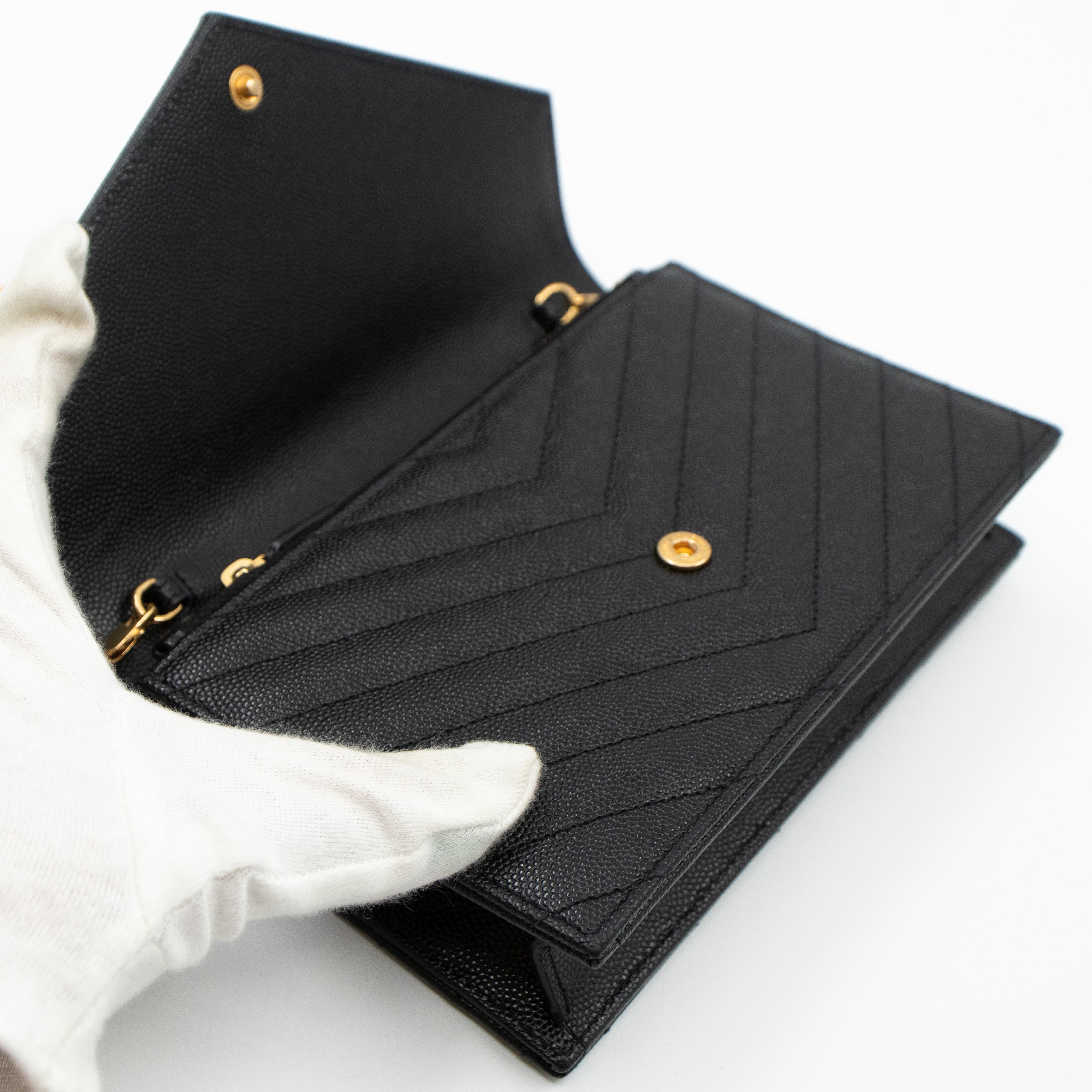 Envelope Chain Wallet Black Leather