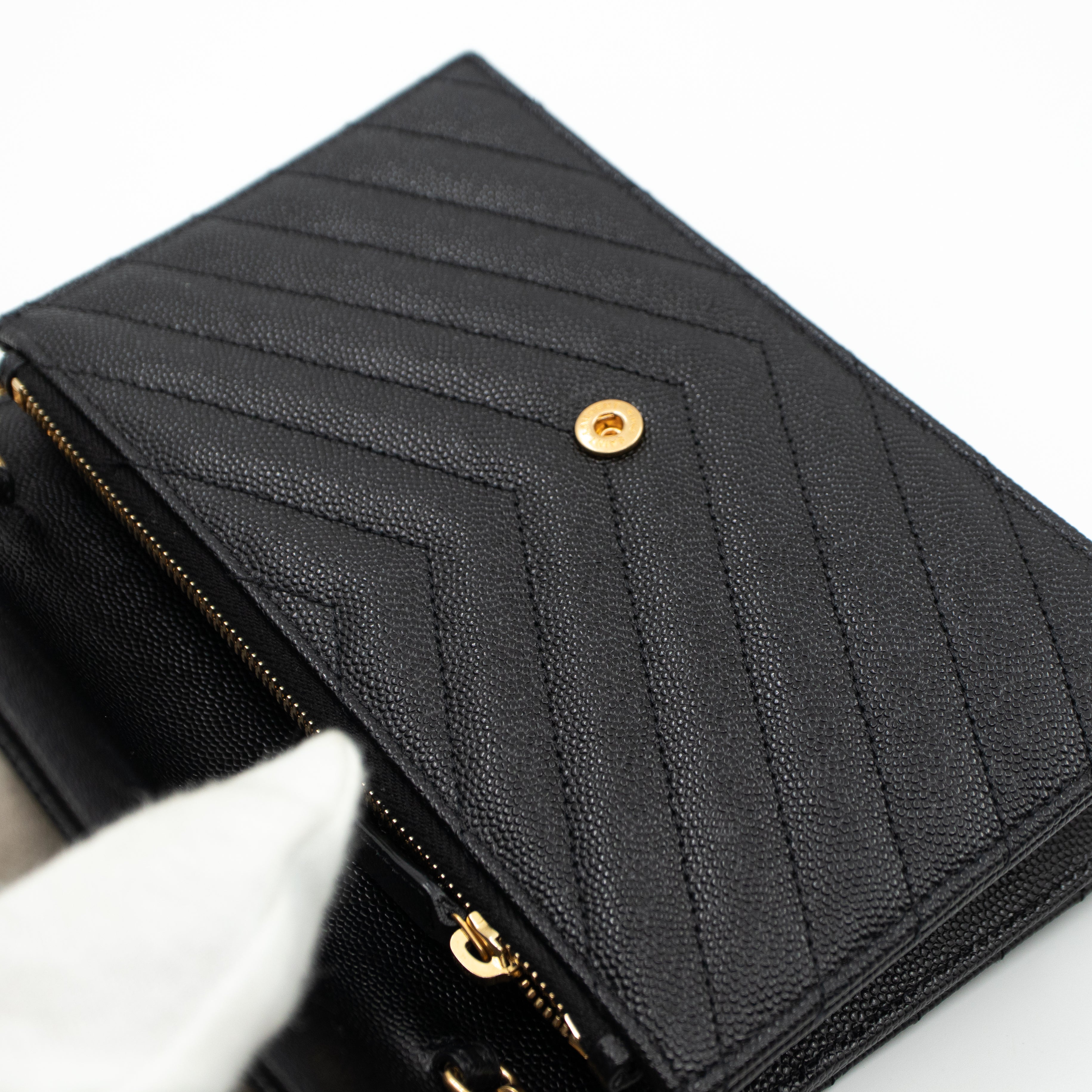 Envelope Chain Wallet Black Leather