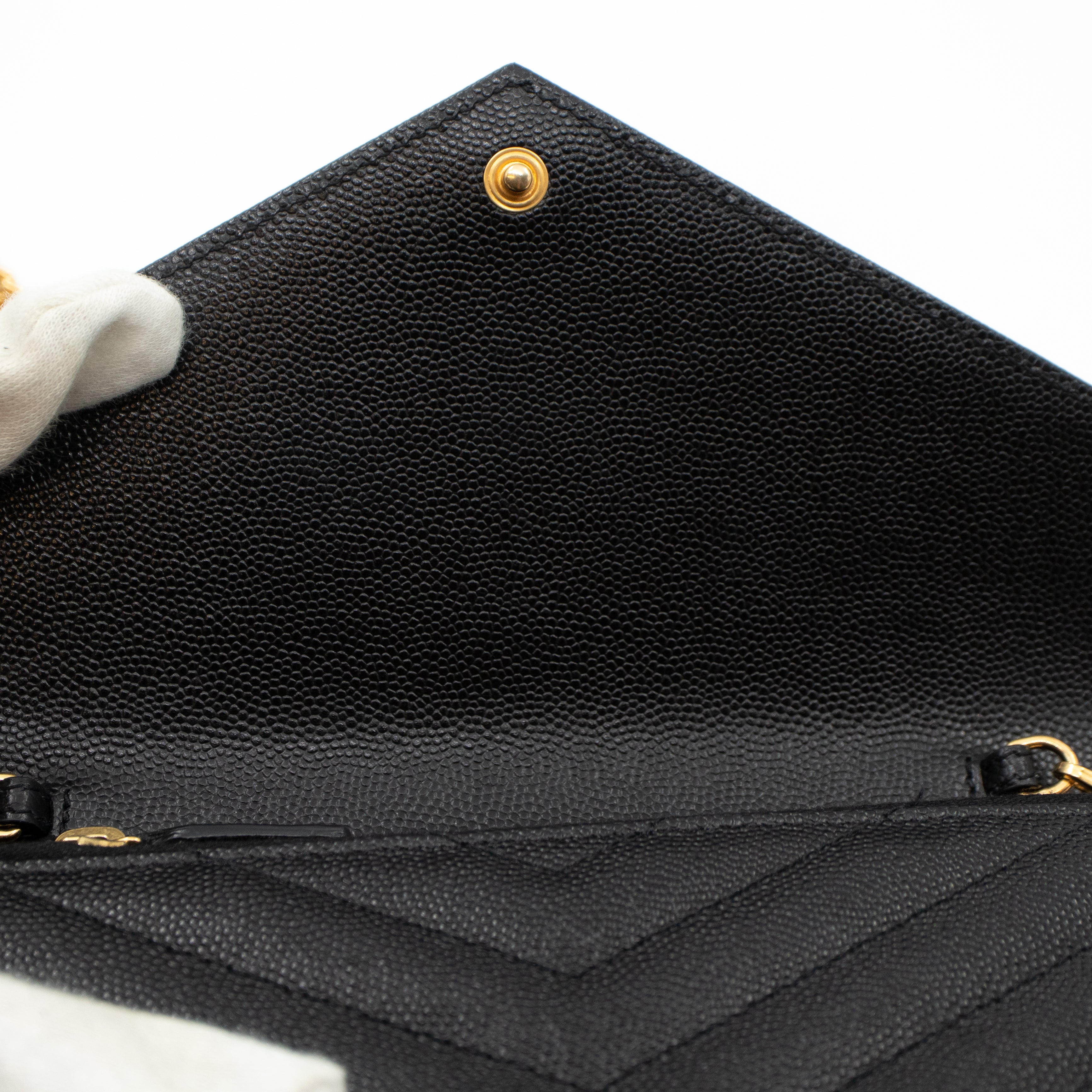 Envelope Chain Wallet Black Leather