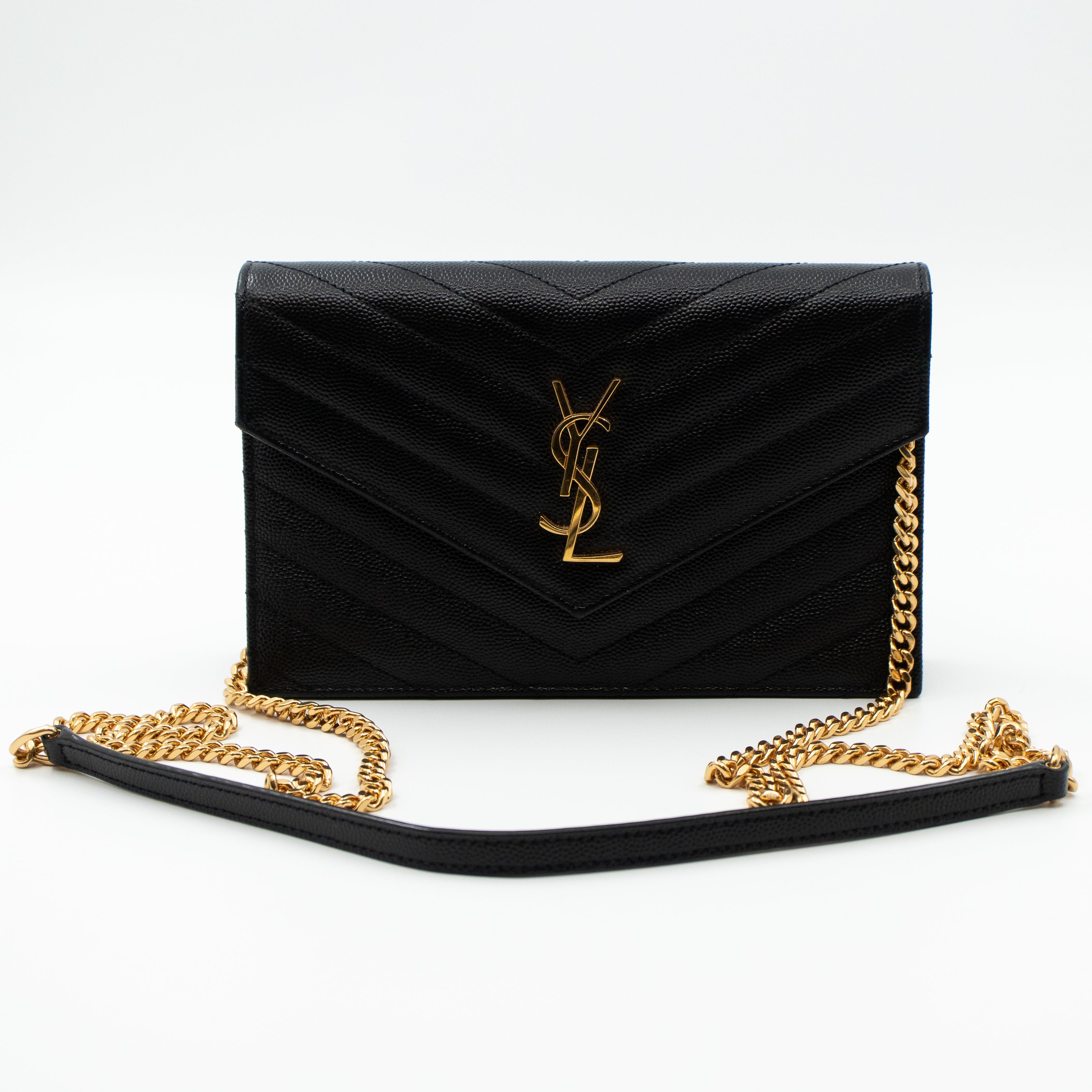Envelope Chain Wallet Black Leather