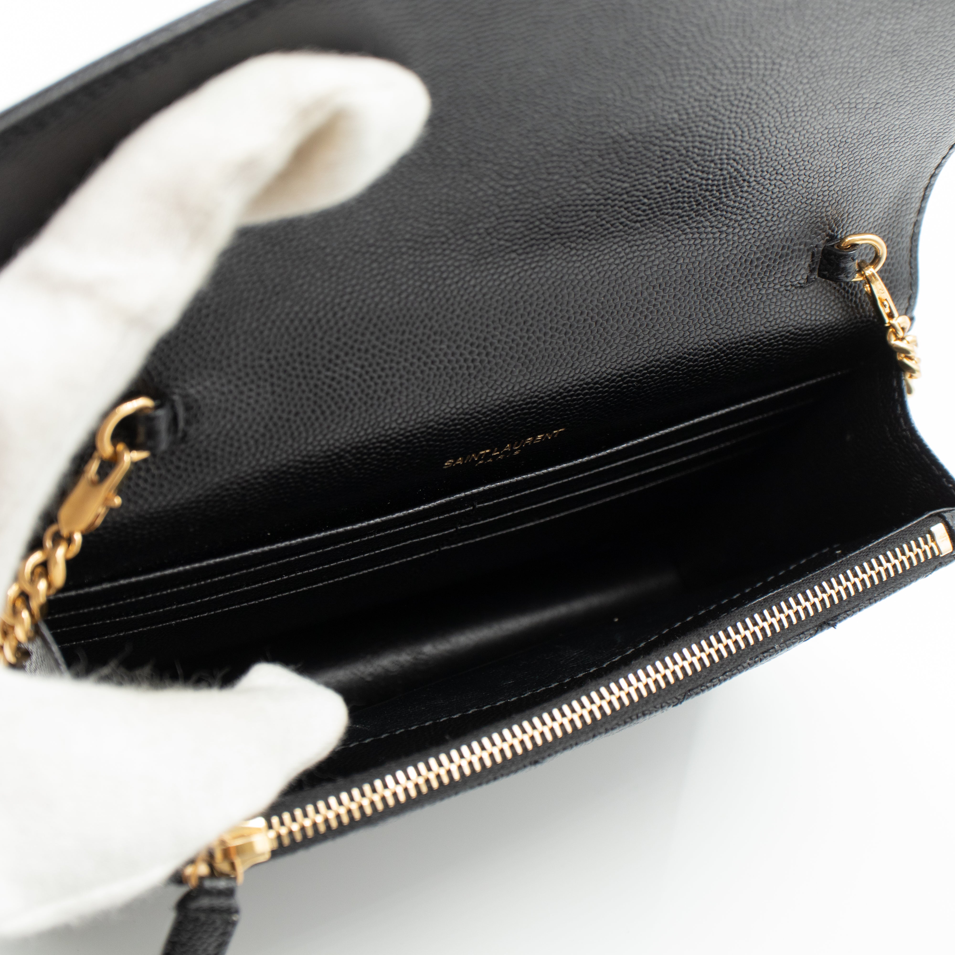 Envelope Chain Wallet Black Leather