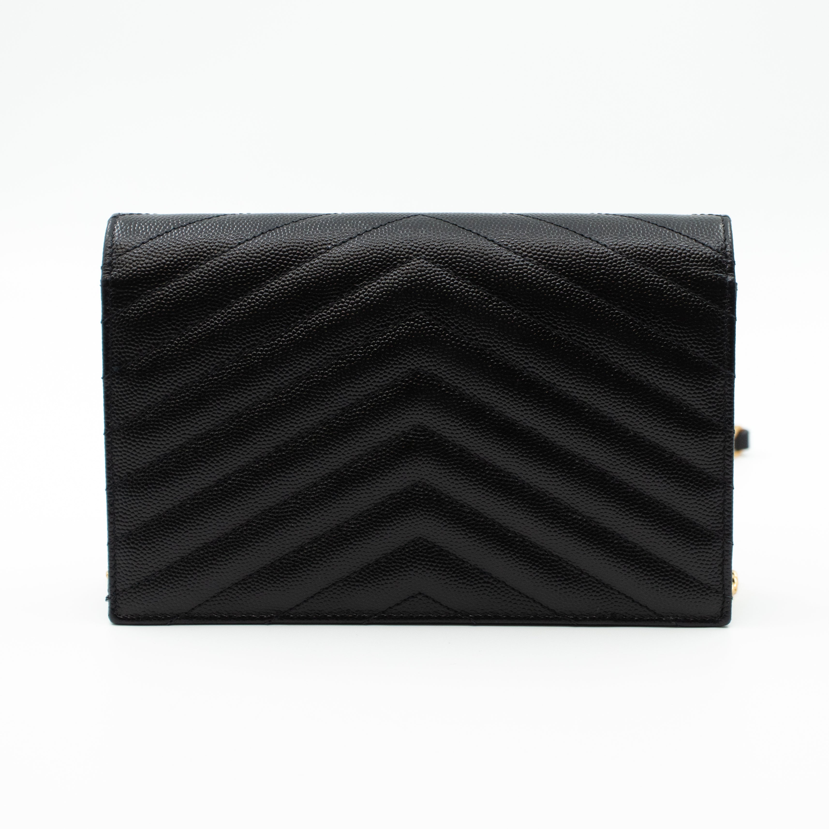 Envelope Chain Wallet Black Leather