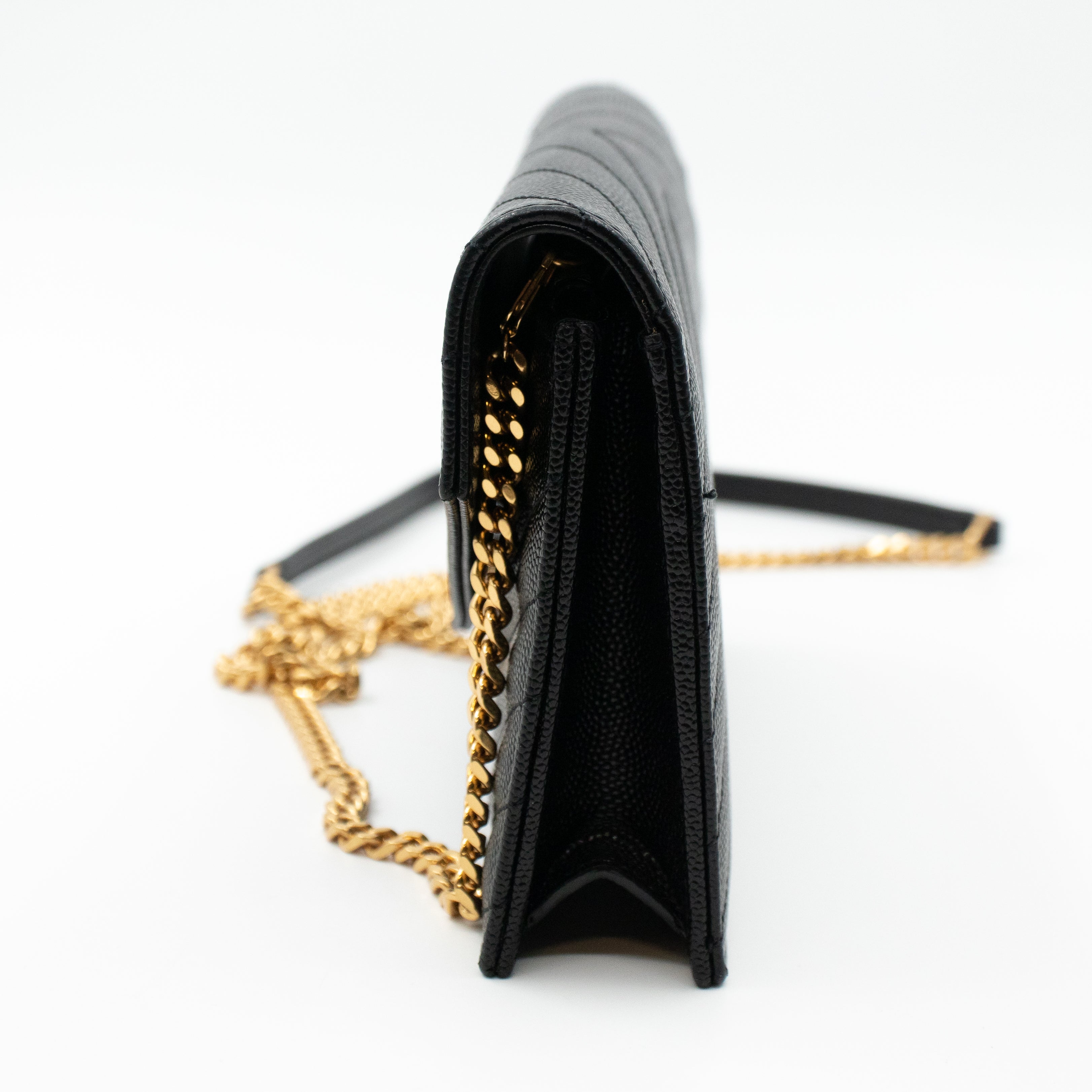 Envelope Chain Wallet Black Leather