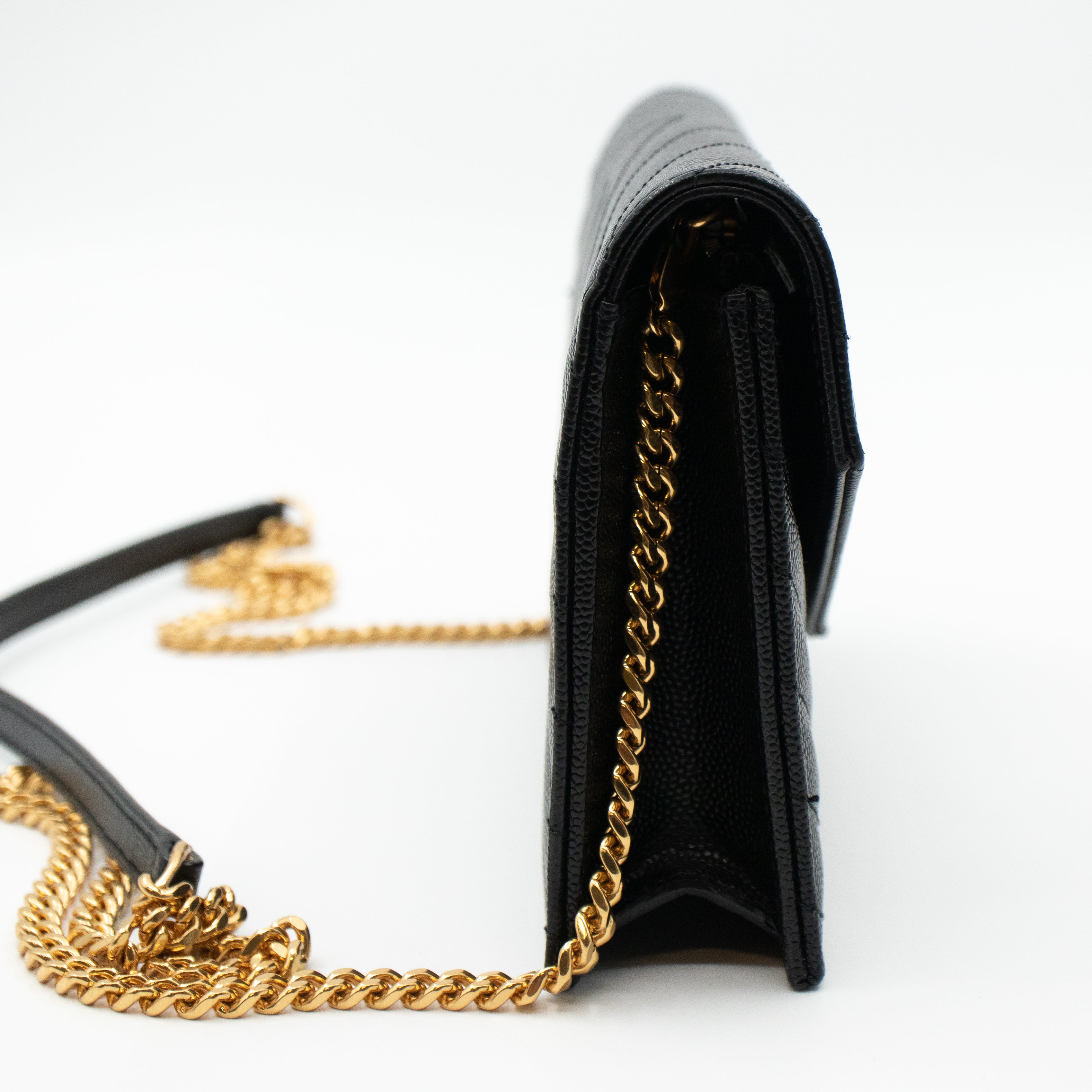 Envelope Chain Wallet Black Leather