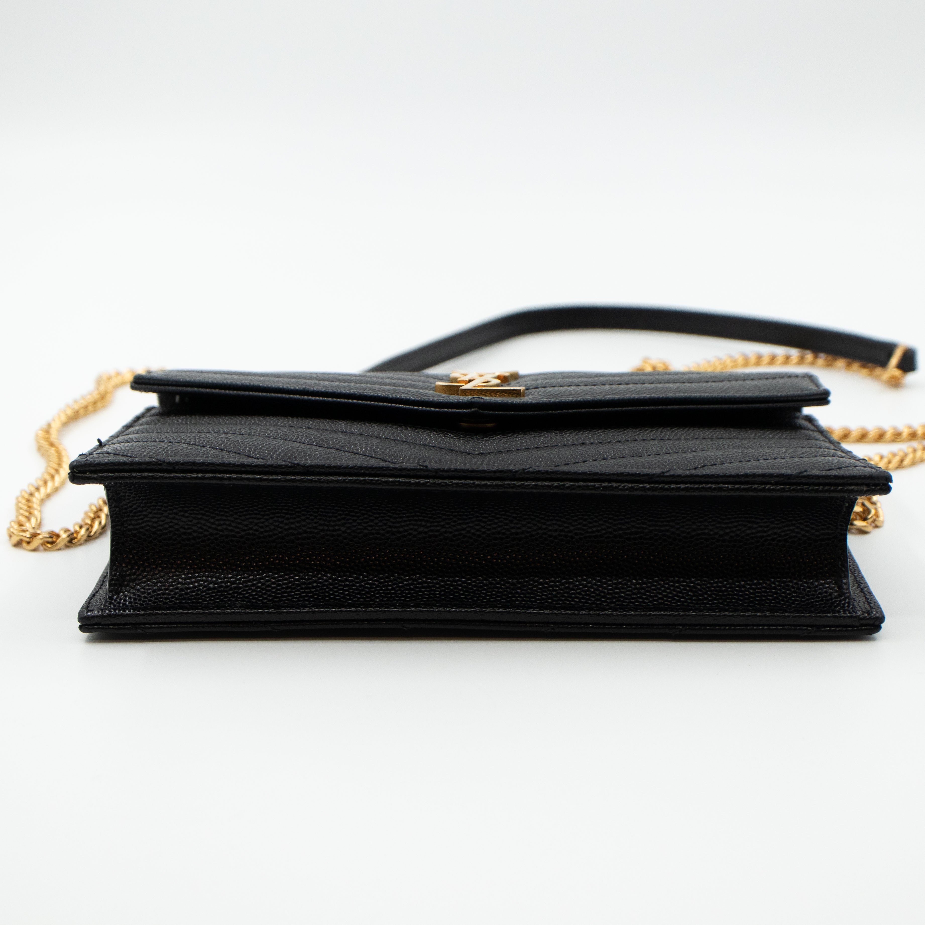 Envelope Chain Wallet Black Leather
