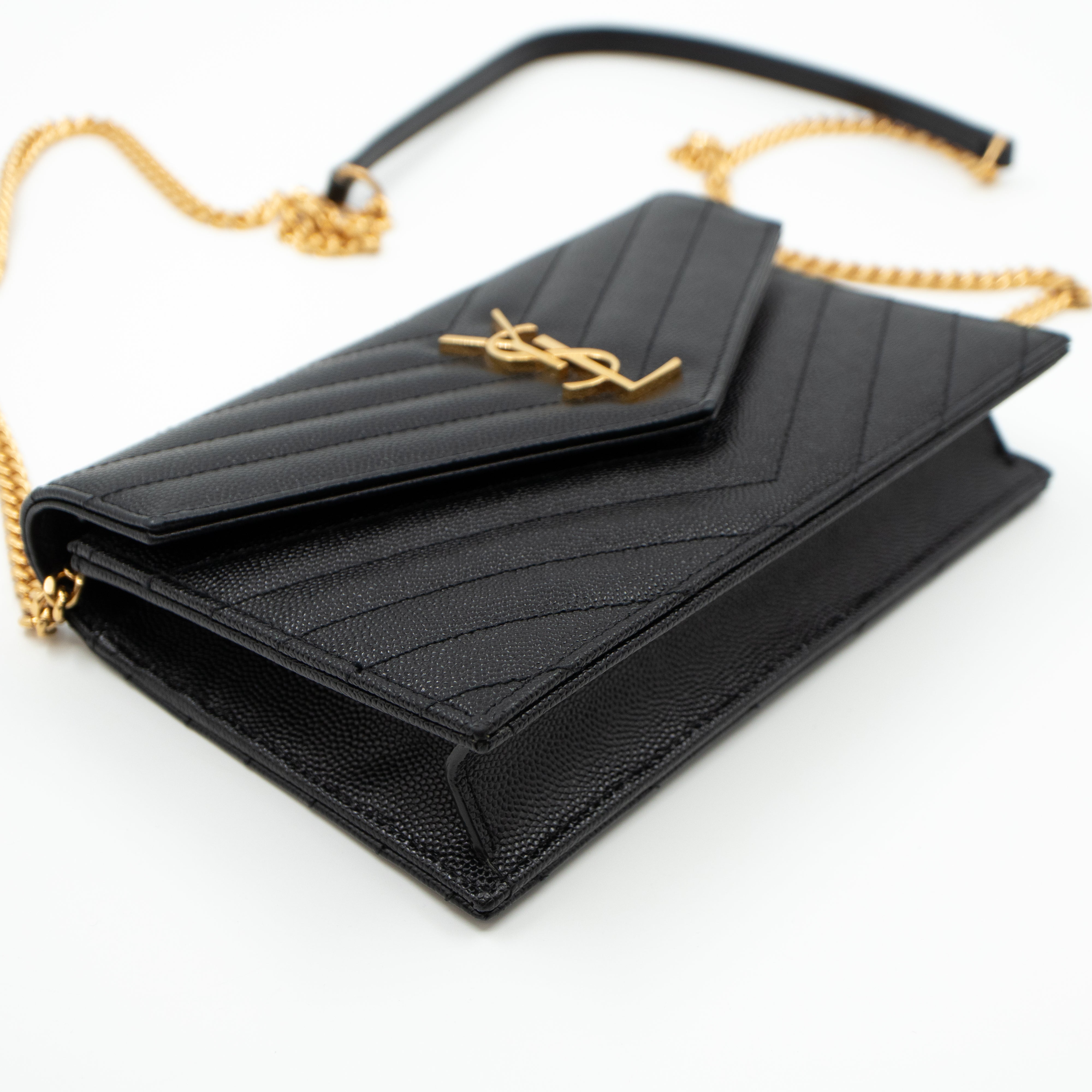 Envelope Chain Wallet Black Leather