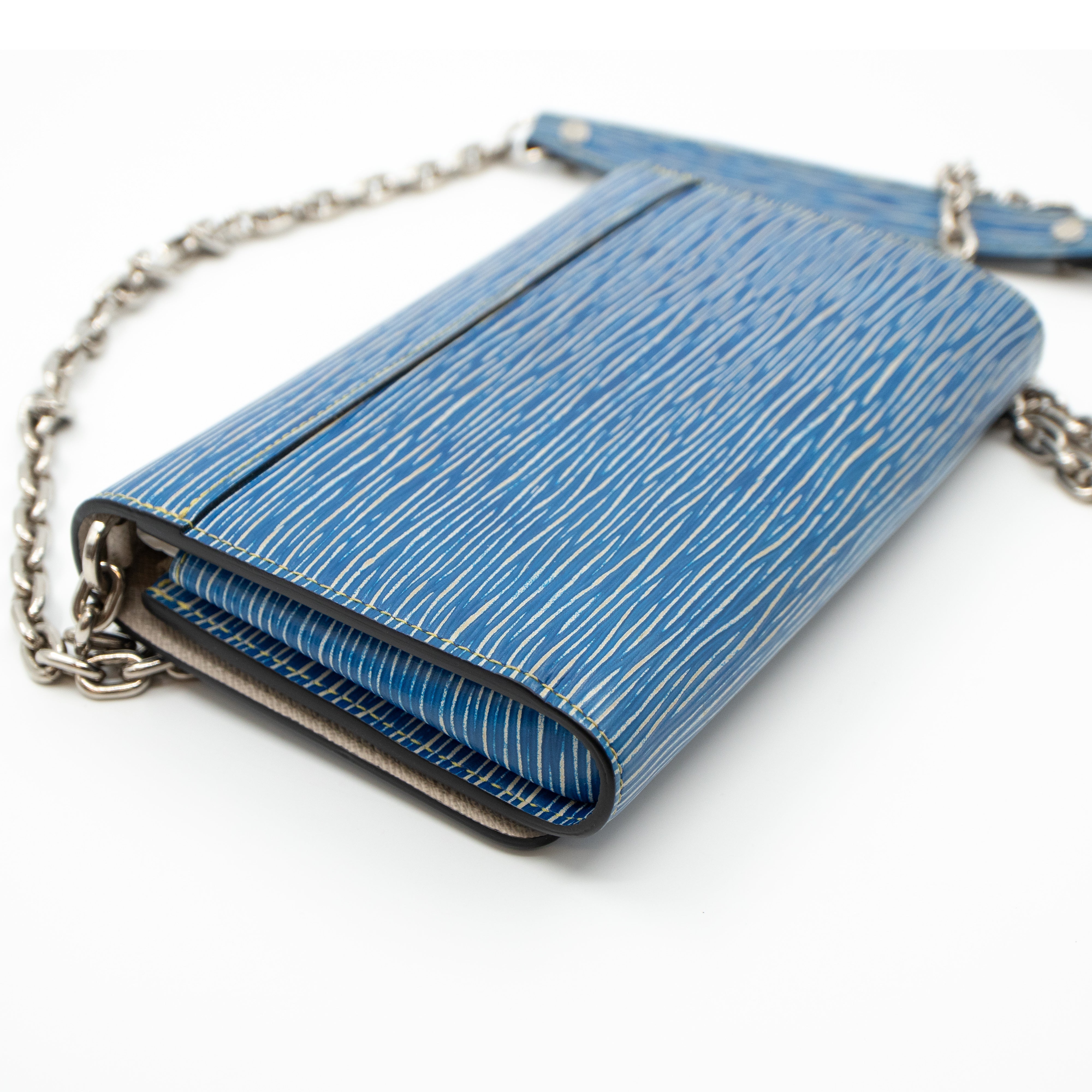 Twist Chain Wallet Epi Leather Denim