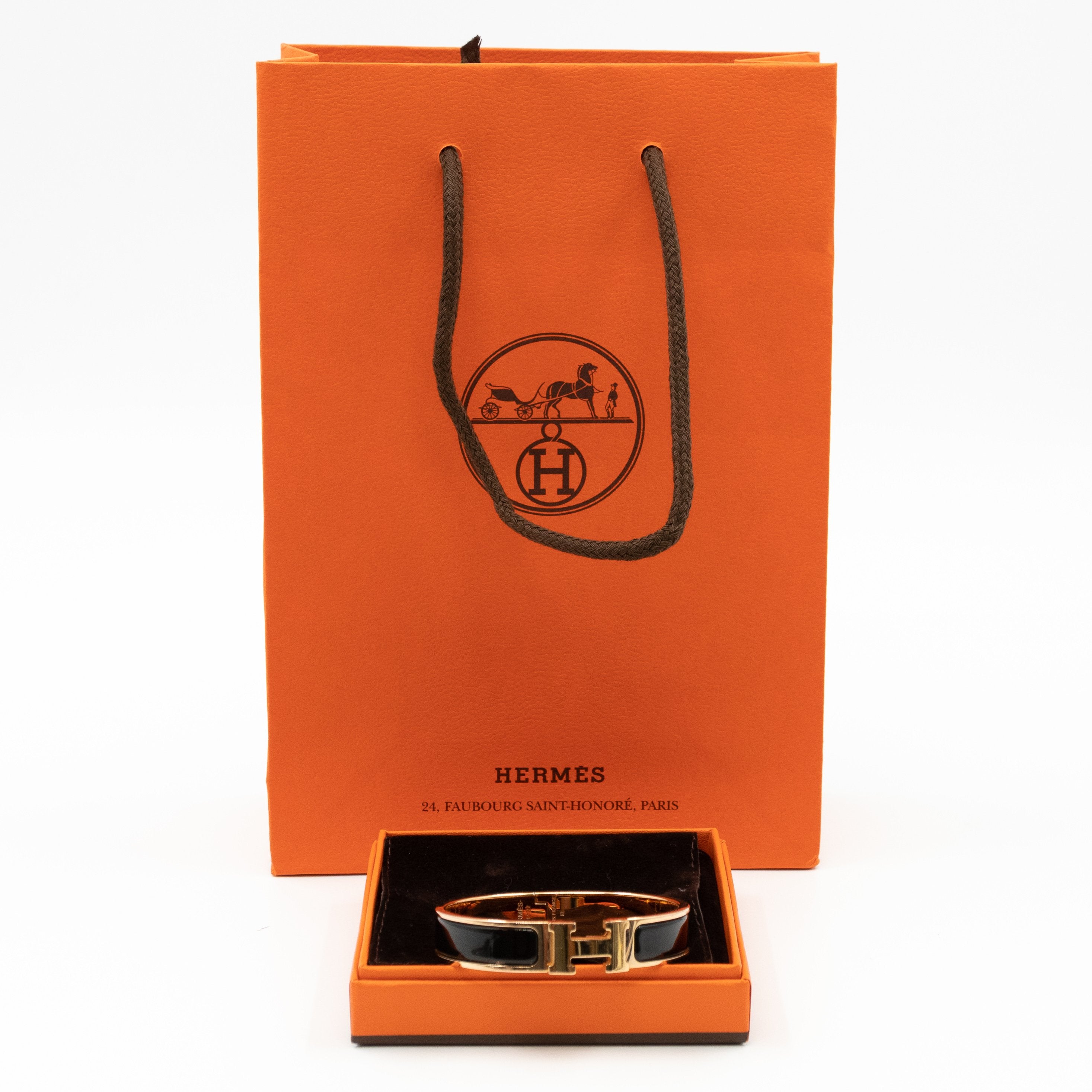 Clic H Bracelet Narrow Black Gold