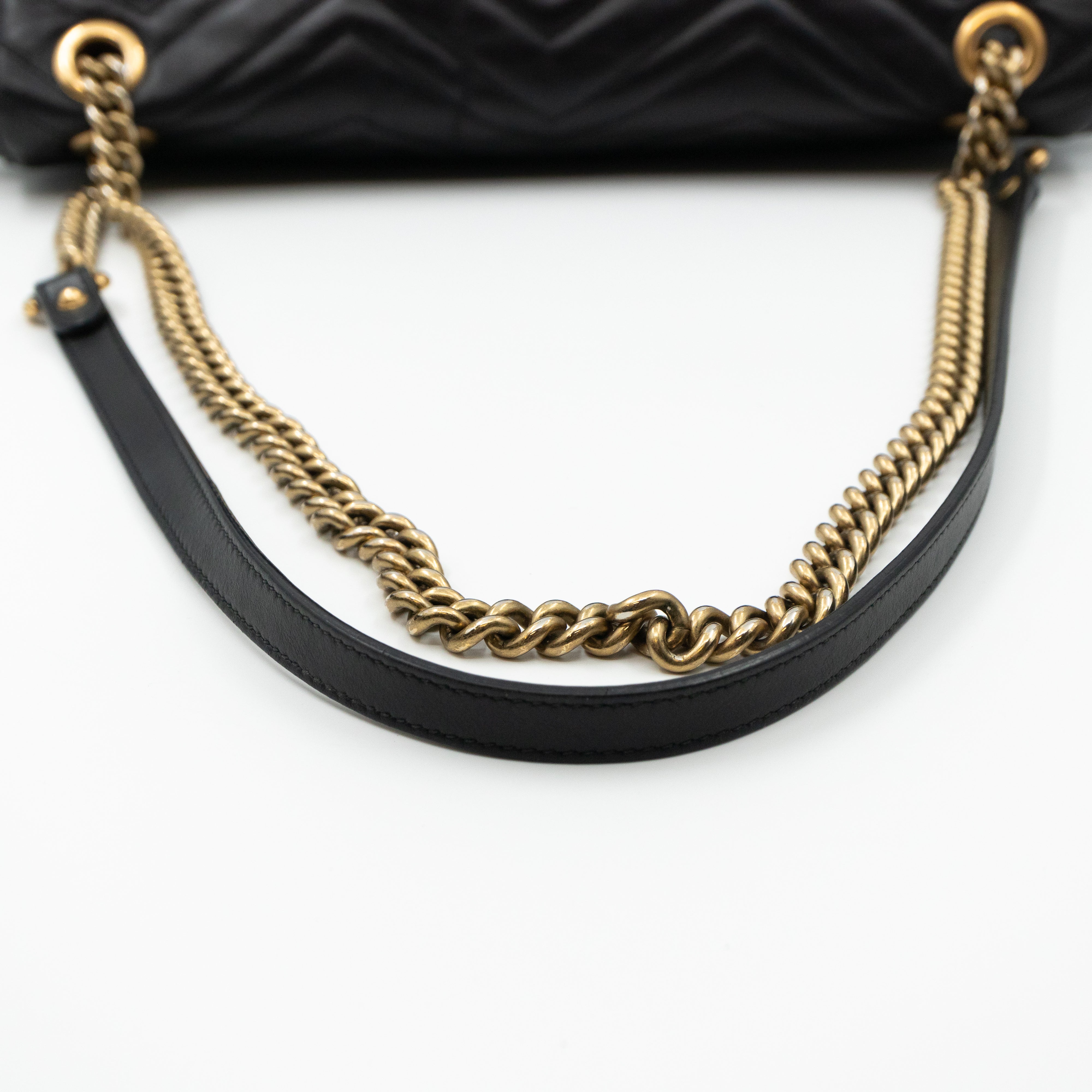 GG Marmont Large Flap Shoulder Bag Black Leather