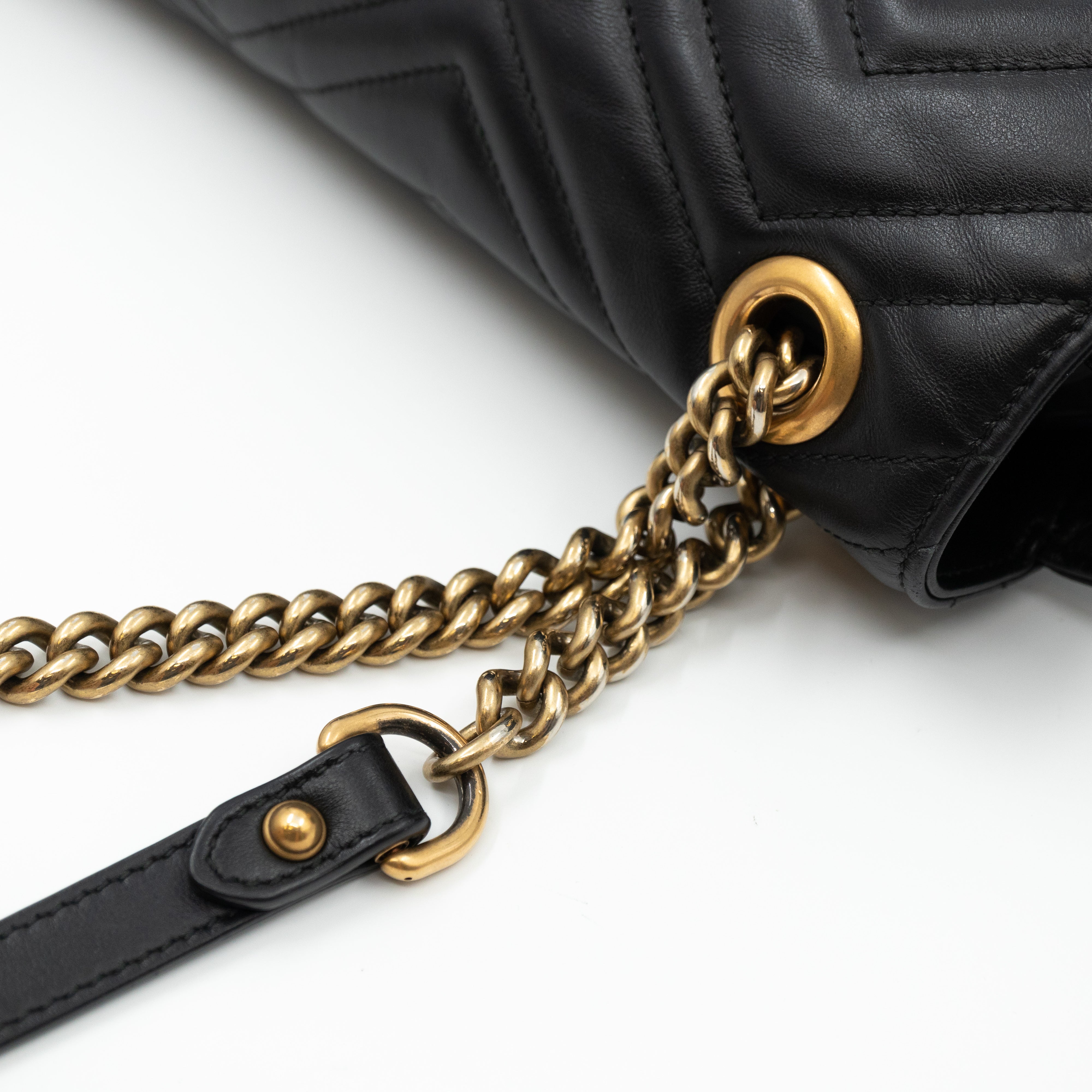 GG Marmont Large Flap Shoulder Bag Black Leather