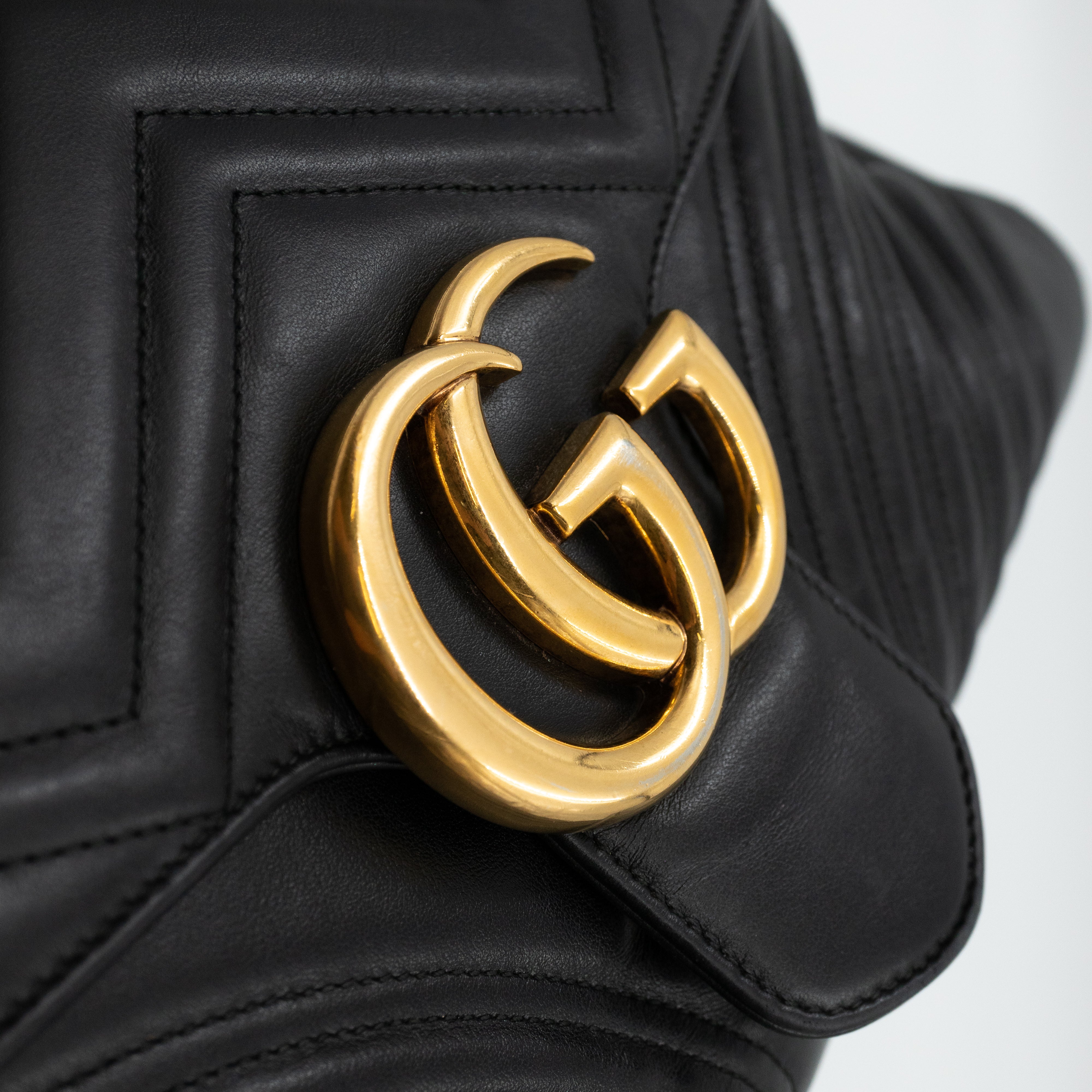 GG Marmont Large Flap Shoulder Bag Black Leather