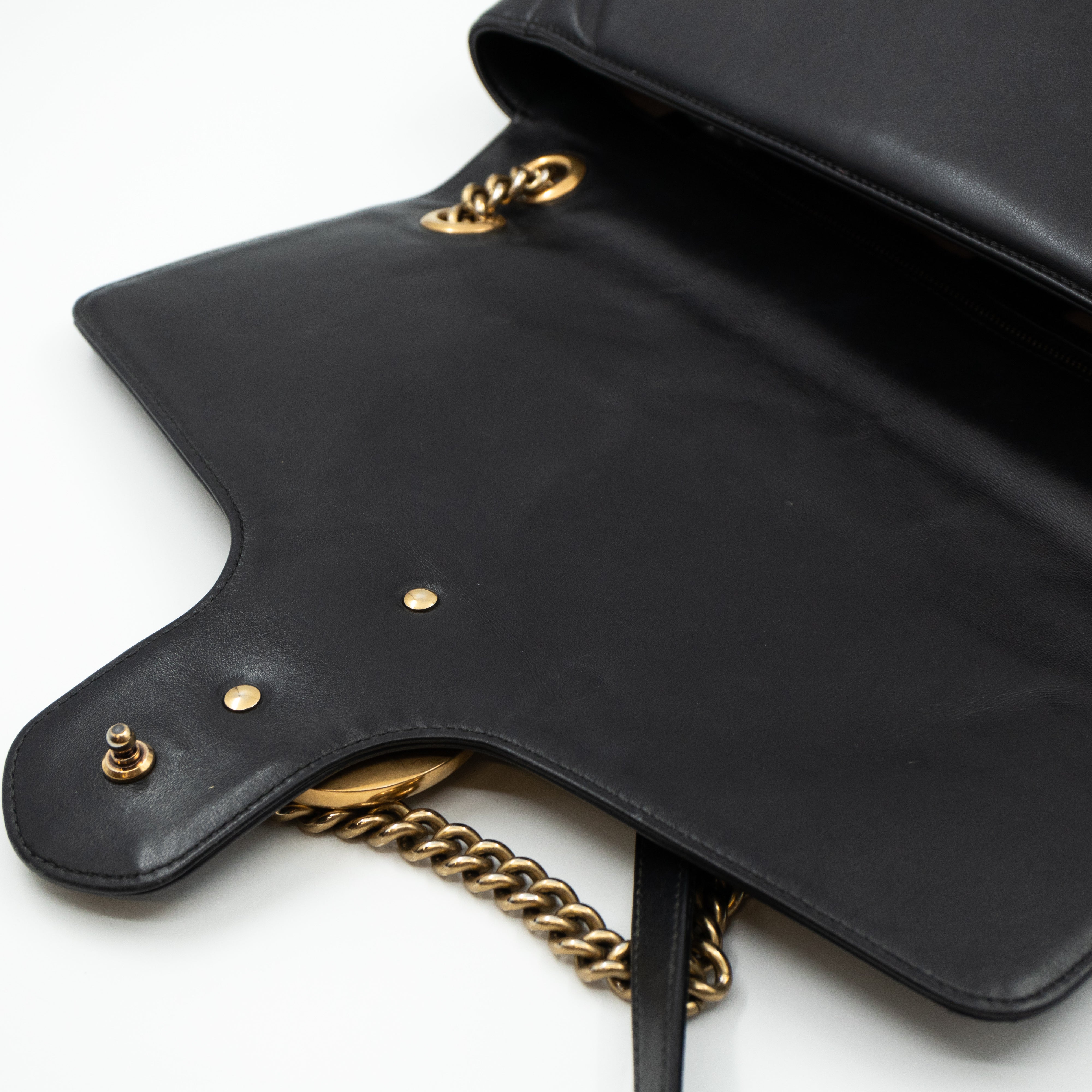 GG Marmont Large Flap Shoulder Bag Black Leather