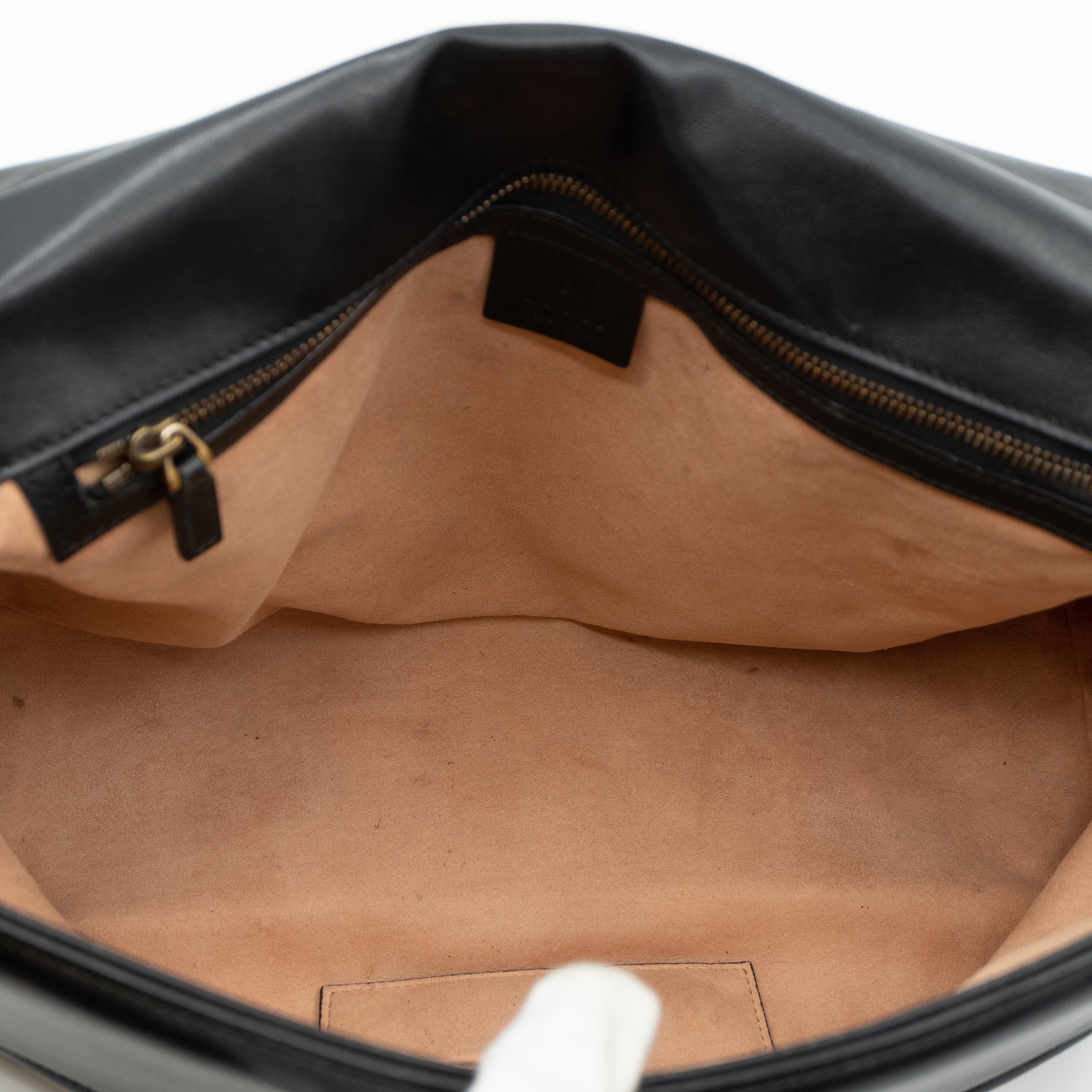 GG Marmont Large Flap Shoulder Bag Black Leather