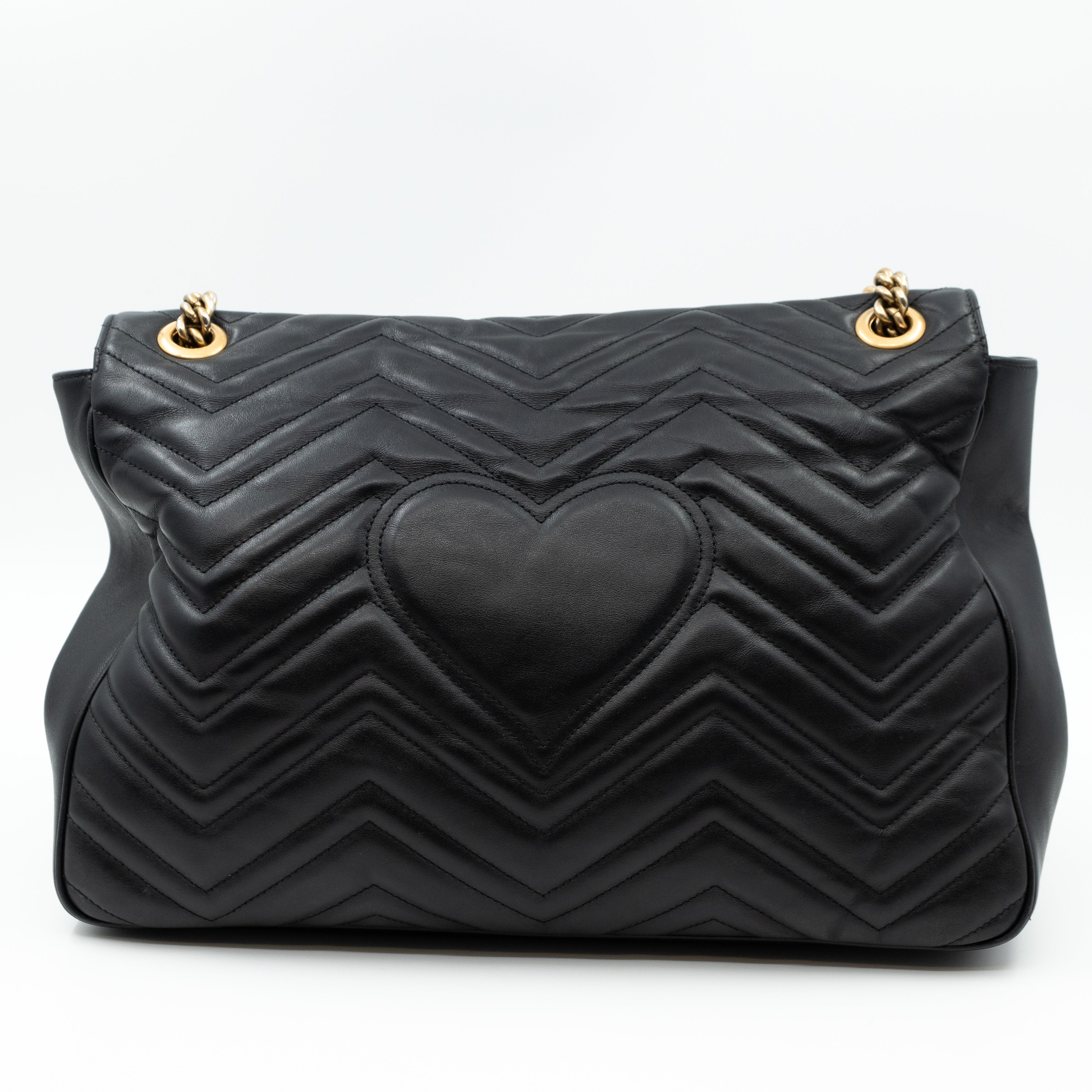 GG Marmont Large Flap Shoulder Bag Black Leather